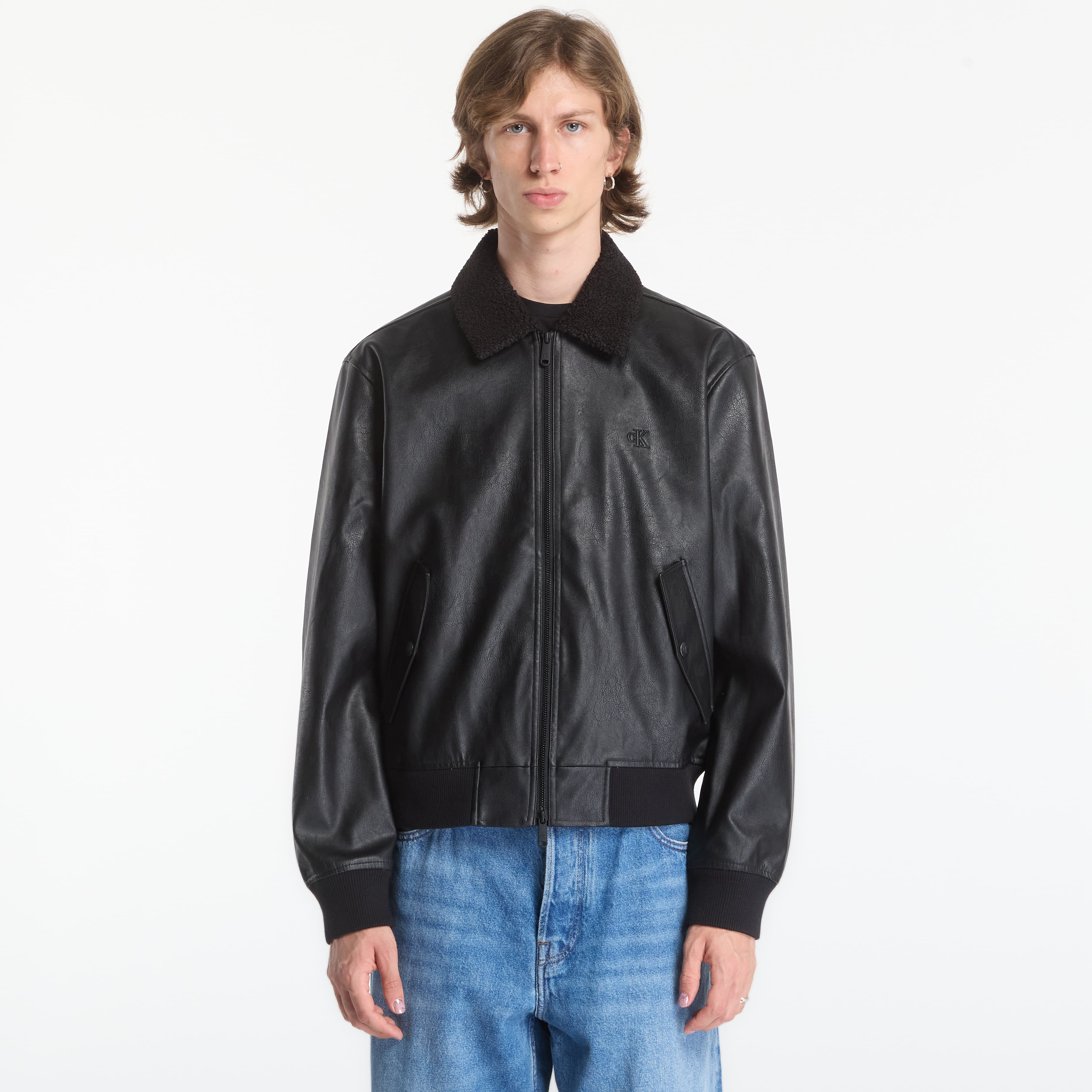 Bomber Calvin Klein Jeans Ls Faux Leather Sher Black S