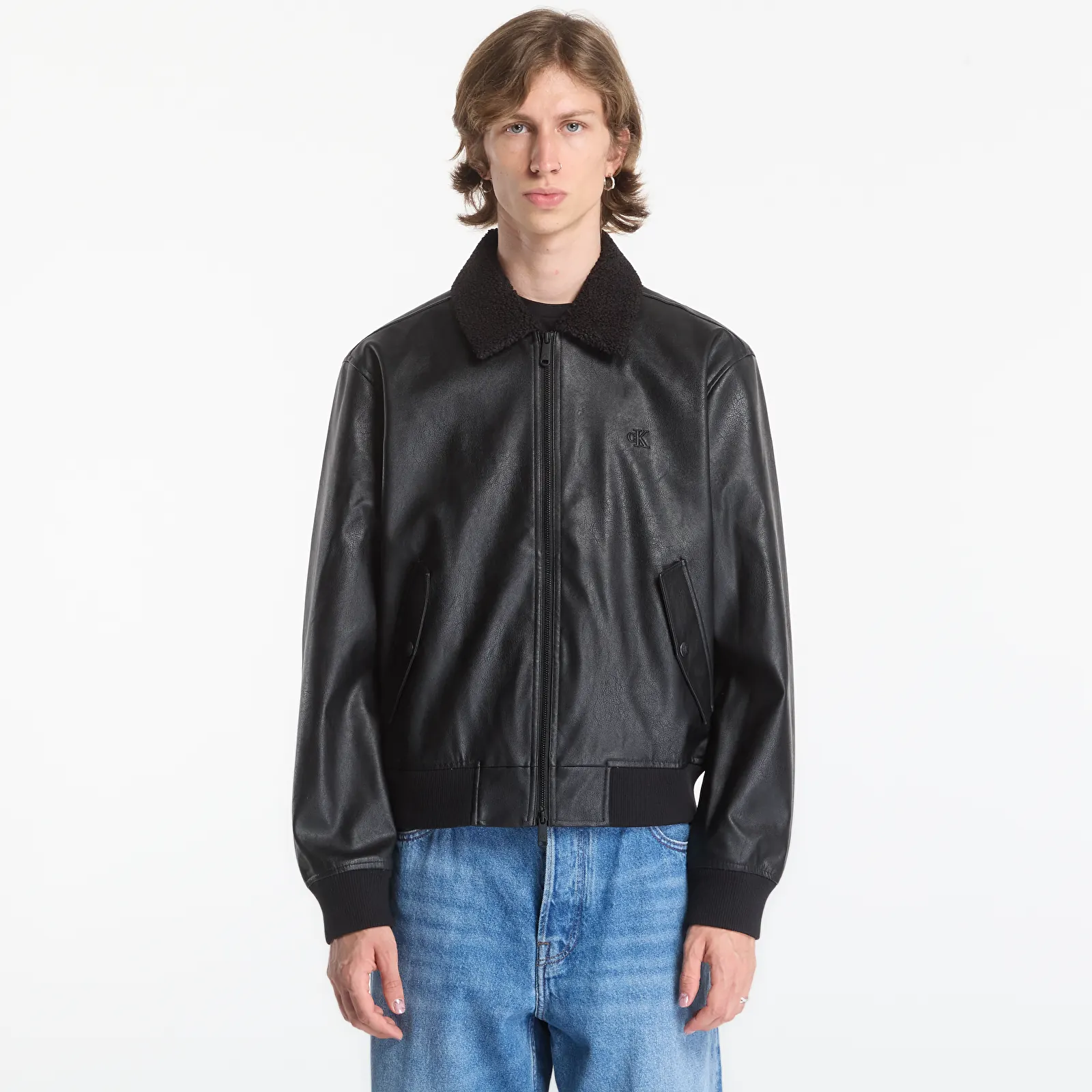 Blousons bomber Calvin Klein Jeans Ls Faux Leather Sher Black