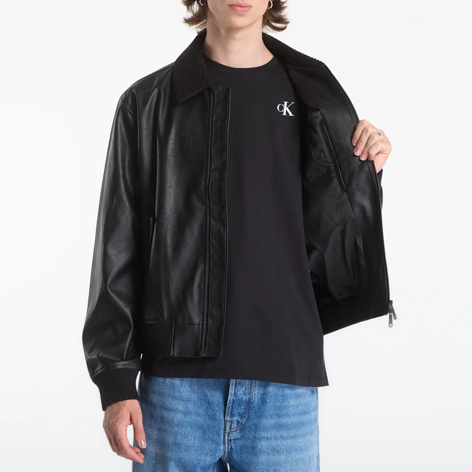 Blousons bomber Calvin Klein Jeans Ls Faux Leather Sher Black