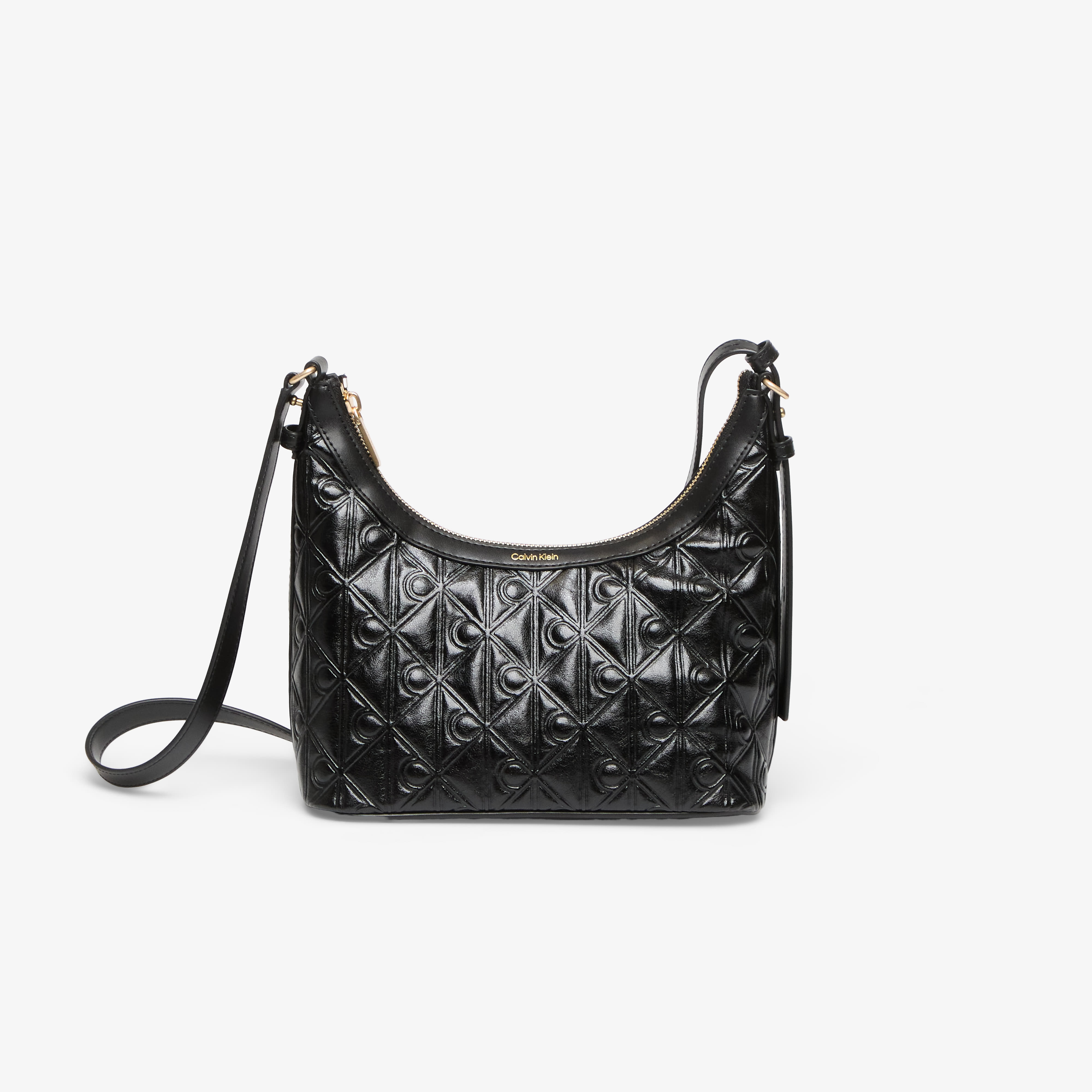 Чанта Calvin Klein Emblem Aop Debossed Shoulder Bag Black OS