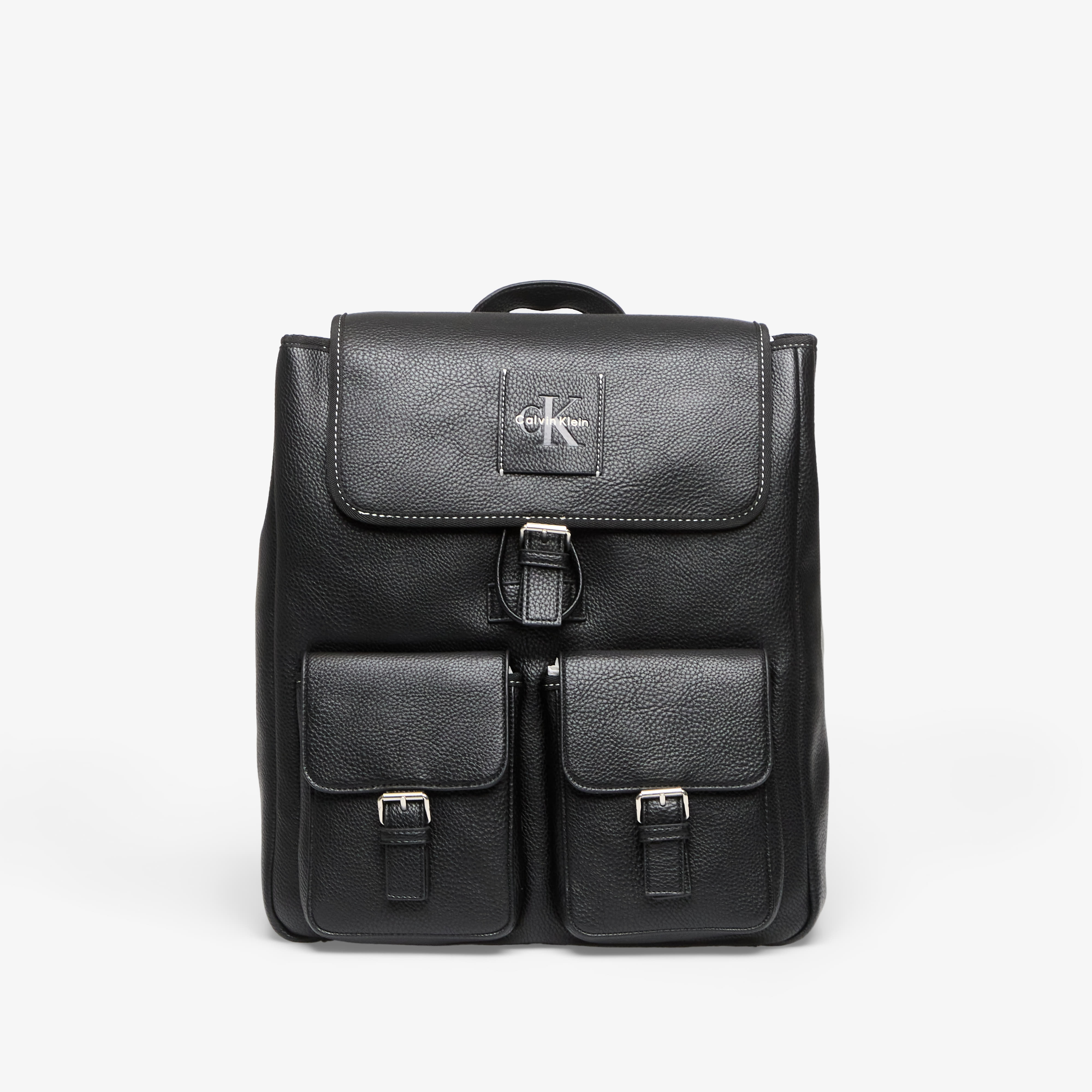Calvin Klein Bold Pebble Flap Backpack Black OS