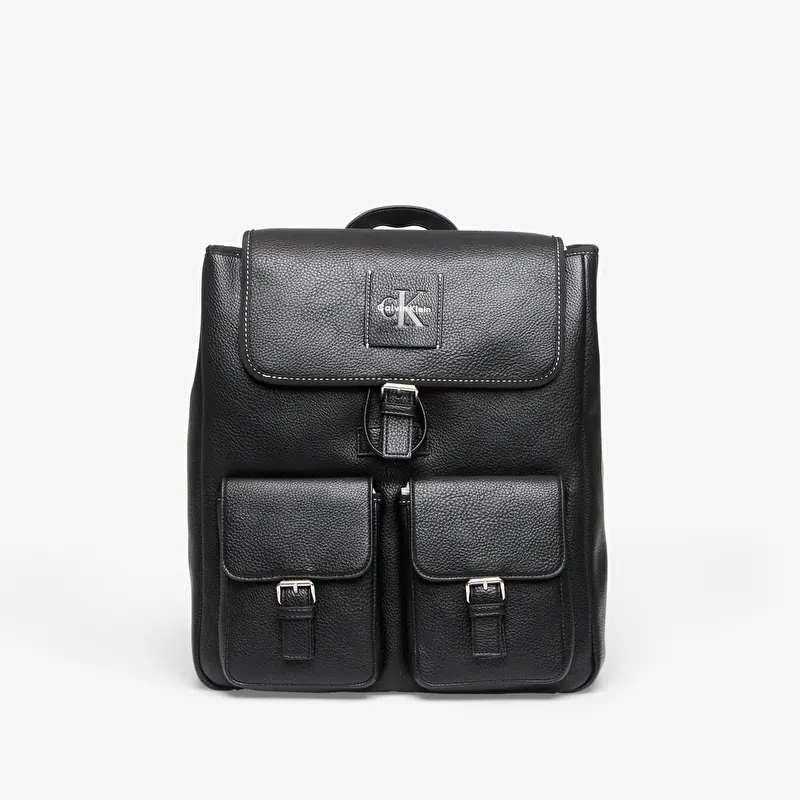 Calvin Klein Bold Pebble Flap Backpack Black