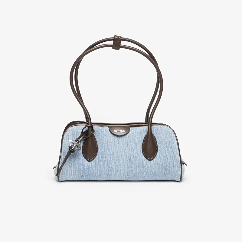 Чанта Calvin Klein Emblem Trio Denim Shoulder Bag LIGHT WASH DENIM
