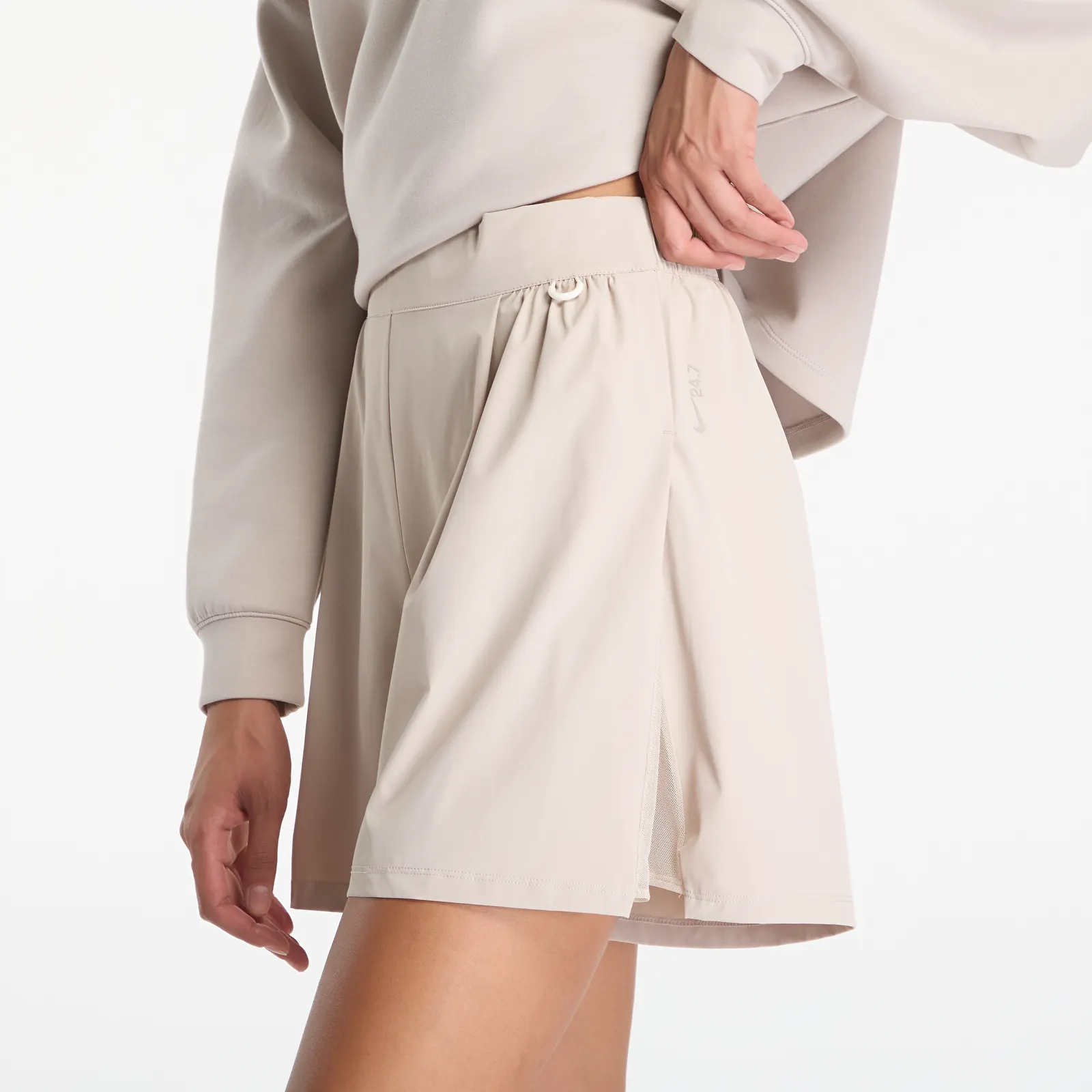 Women's shorts Nike 24.7 PerfectStretch Women's Dri-FIT High-Waisted Shorts Cream Ii/ Cream Ii/ Cream Ii/ College Grey