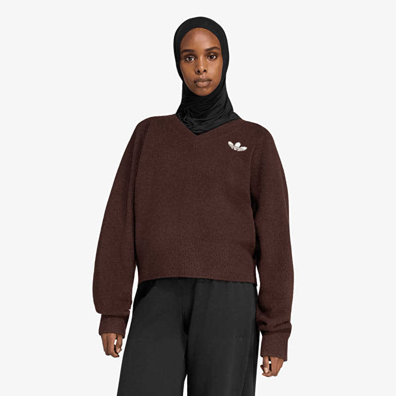 Džemperis adidas Essentials Knit V-Neck Sweatshirt Long Sleeve Aurora Coffee