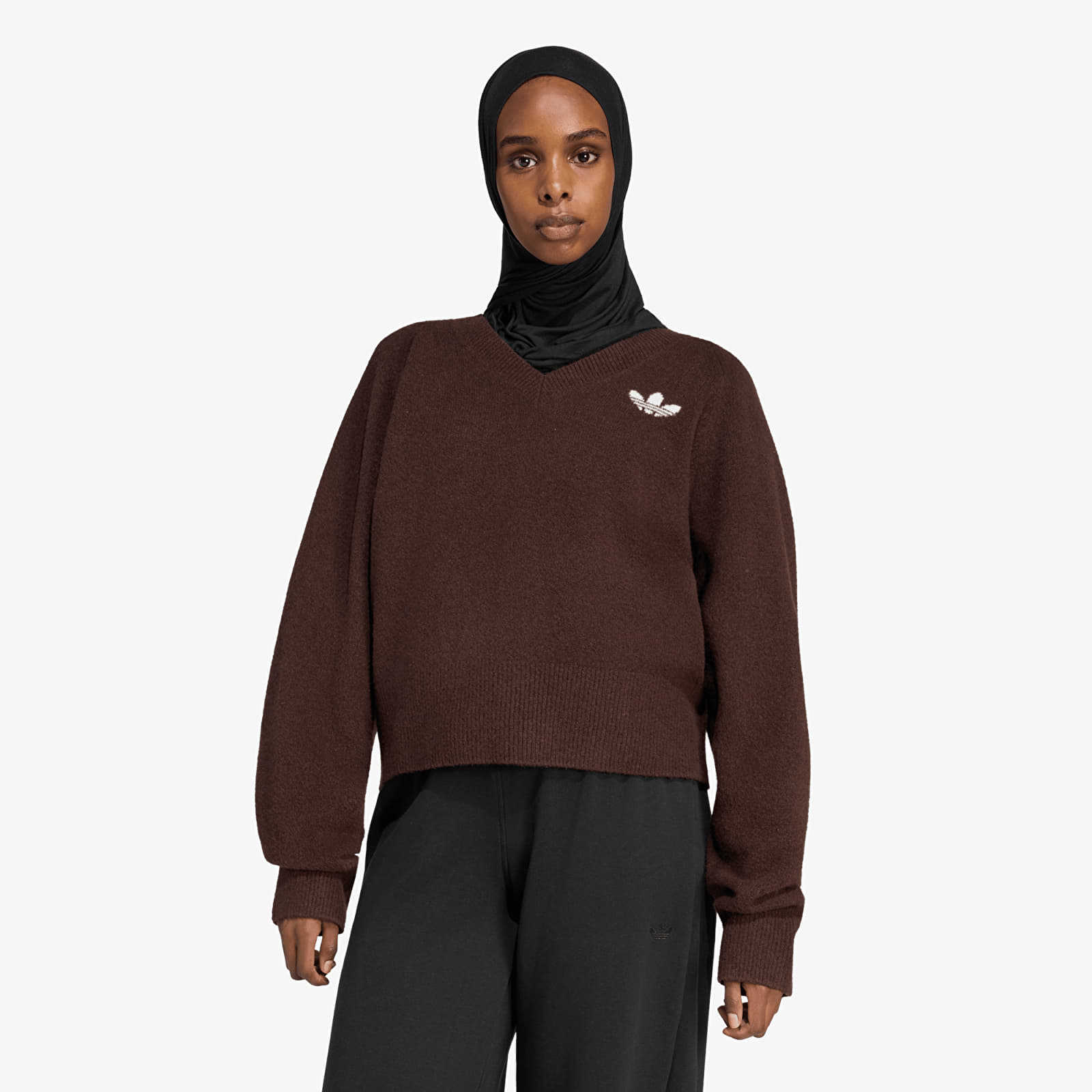 Džemperi adidas Essentials Knit V-Neck Sweatshirt Long Sleeve Aurora Coffee