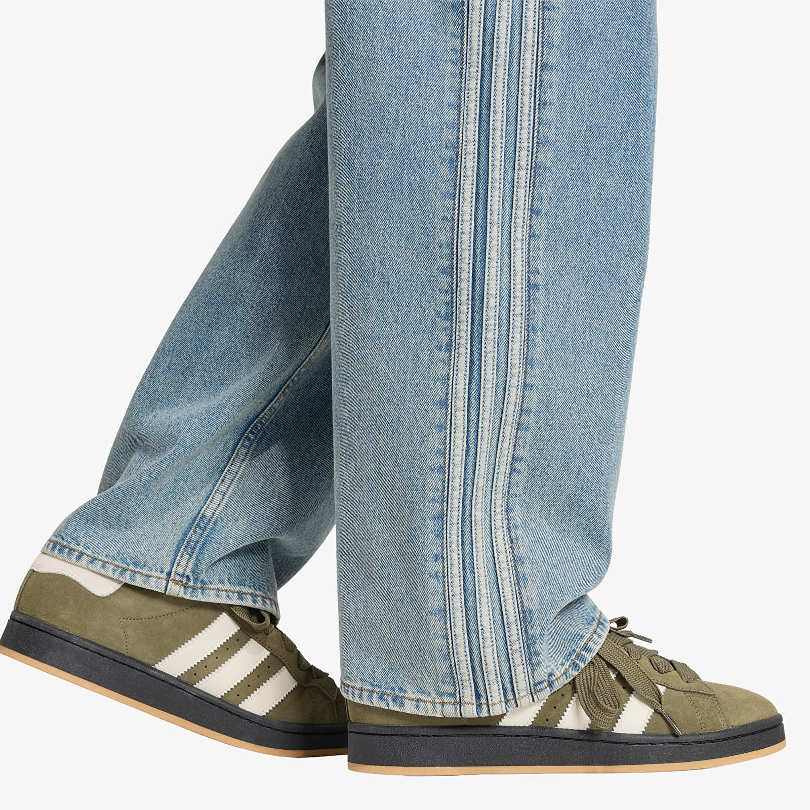 Jeans adidas Firebird Adicolor Denim Jeans MID-RISE Straight Leg Worn Blue Denim