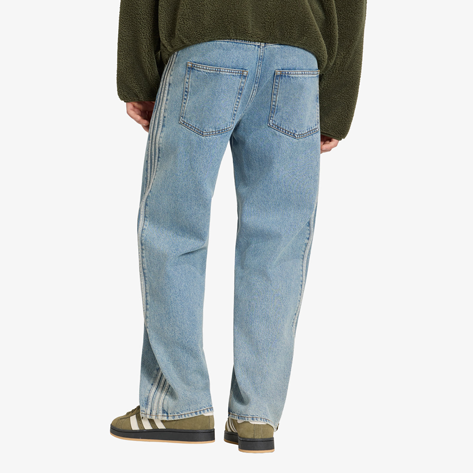 Jeans adidas Firebird Adicolor Denim Jeans MID-RISE Straight Leg Worn Blue Denim