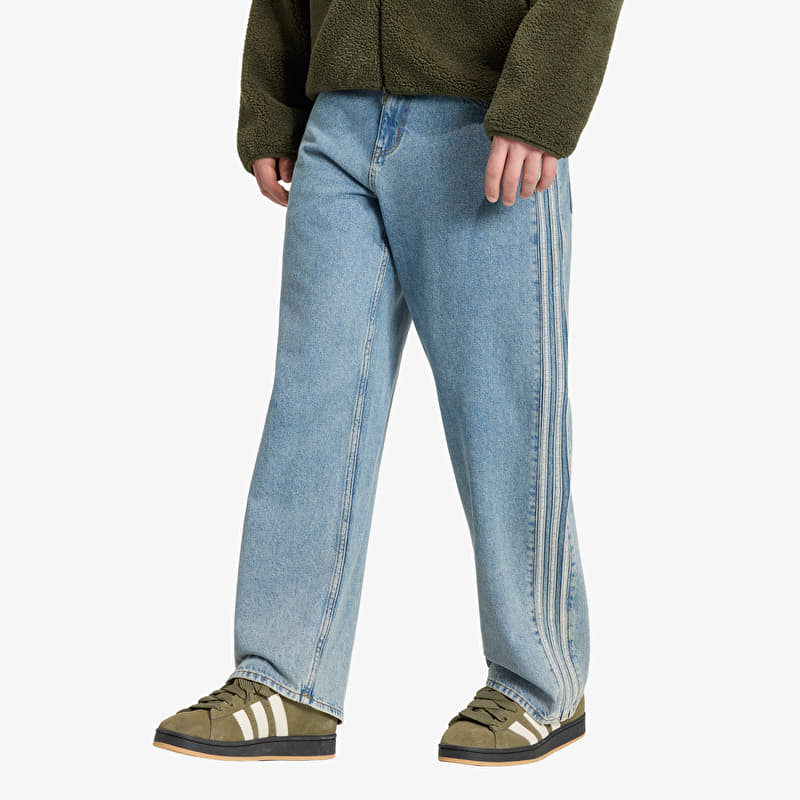adidas Firebird Adicolor Denim Jeans MID-RISE Straight Leg Worn Blue Denim