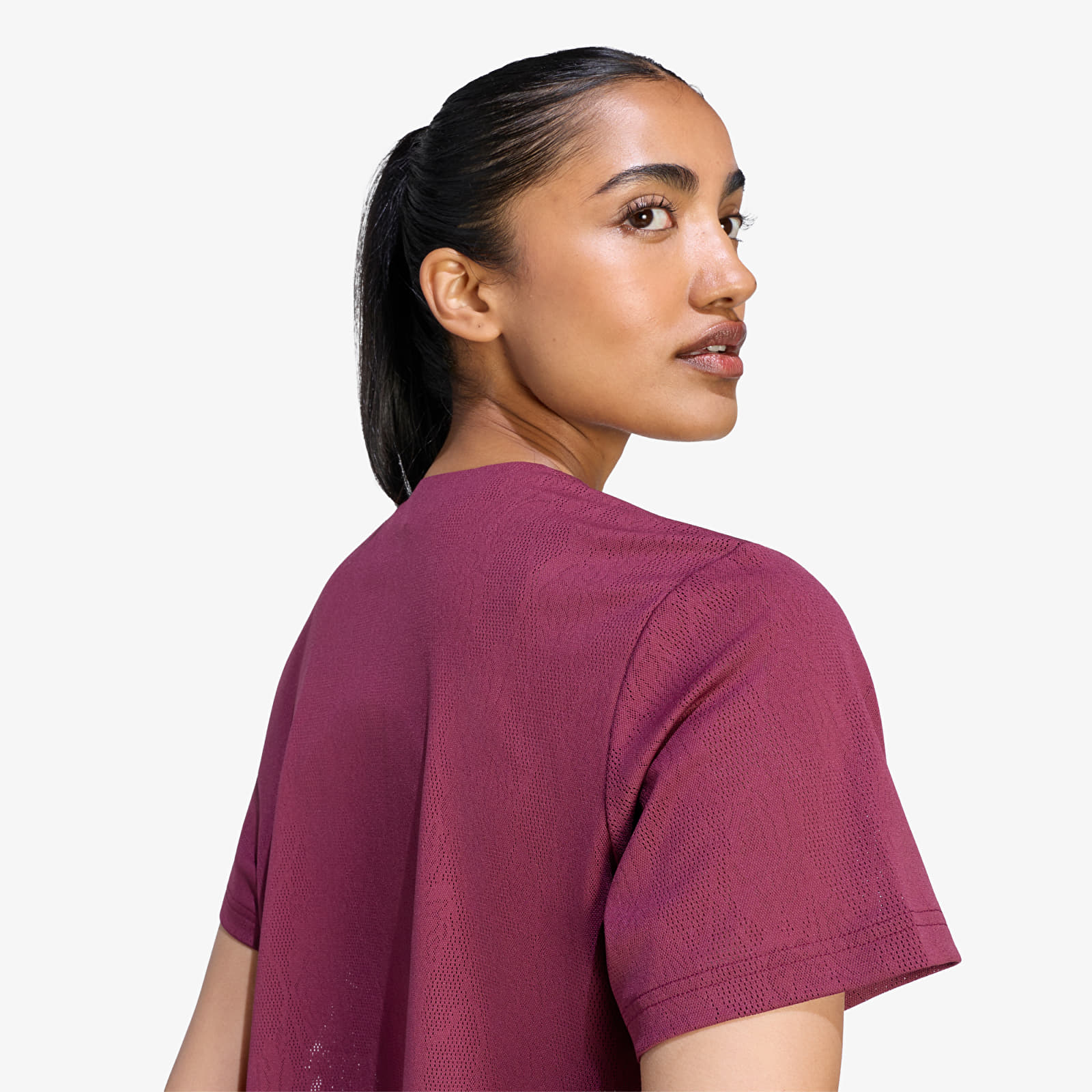 T-skjorter for kvinner adidas Tennis Climacool Lace Crop T-Shirt Pro Maroon