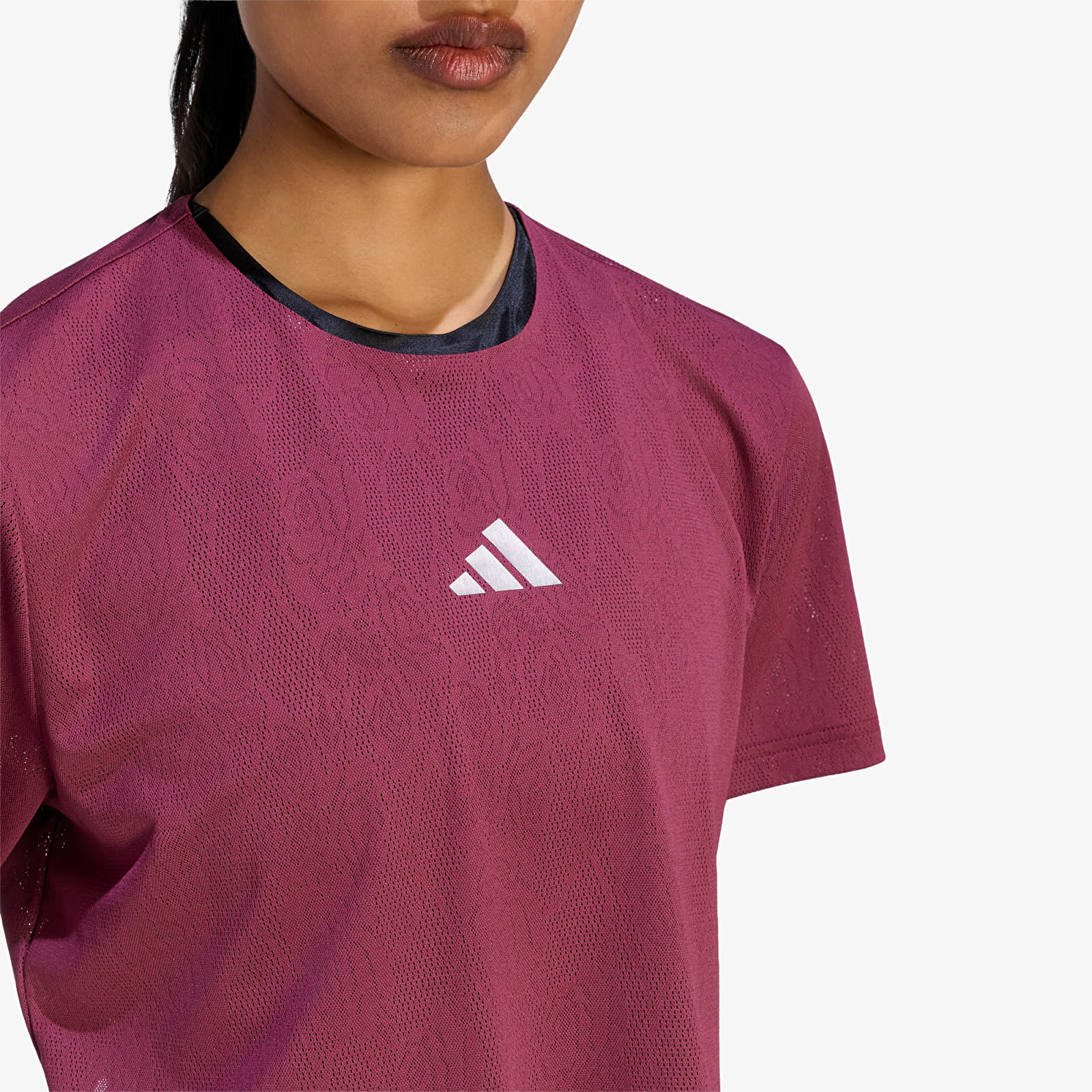 T-skjorter for kvinner adidas Tennis Climacool Lace Crop T-Shirt Pro Maroon