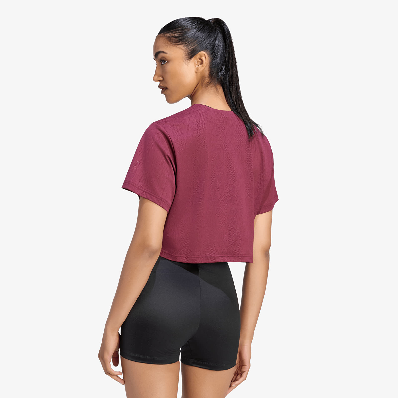 T-skjorter for kvinner adidas Tennis Climacool Lace Crop T-Shirt Pro Maroon