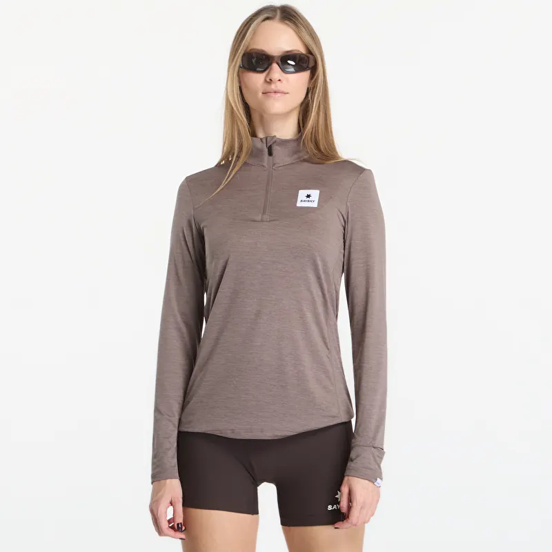 Tričko SAYSKY W Pace Half Zip Long Sleeve Taupe