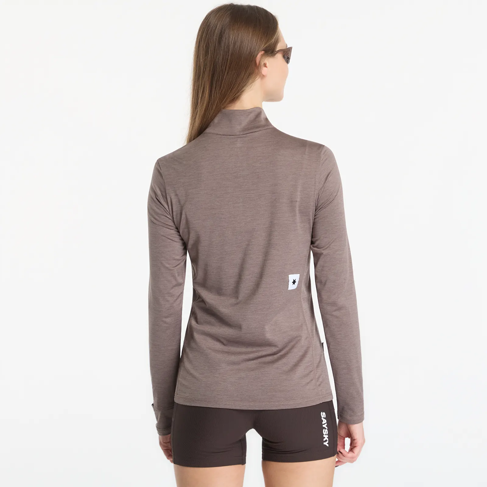 Tričká SAYSKY W Pace Half Zip Long Sleeve Taupe