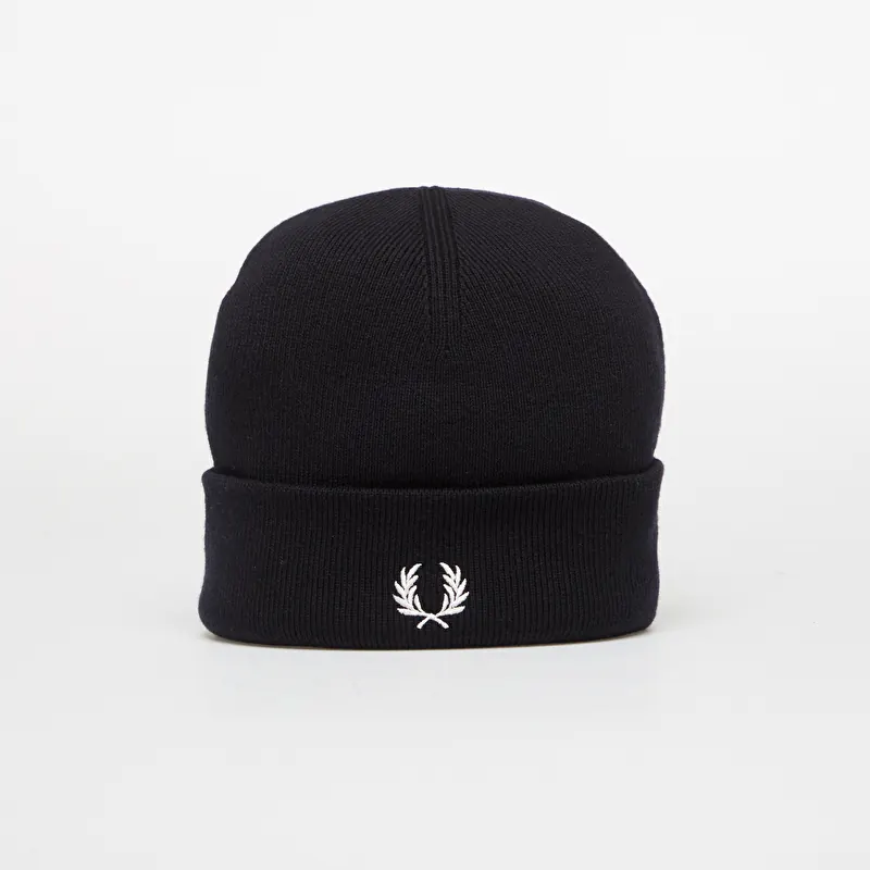 FRED PERRY Classic Merino Wool Beanie Navy/ Snow White
