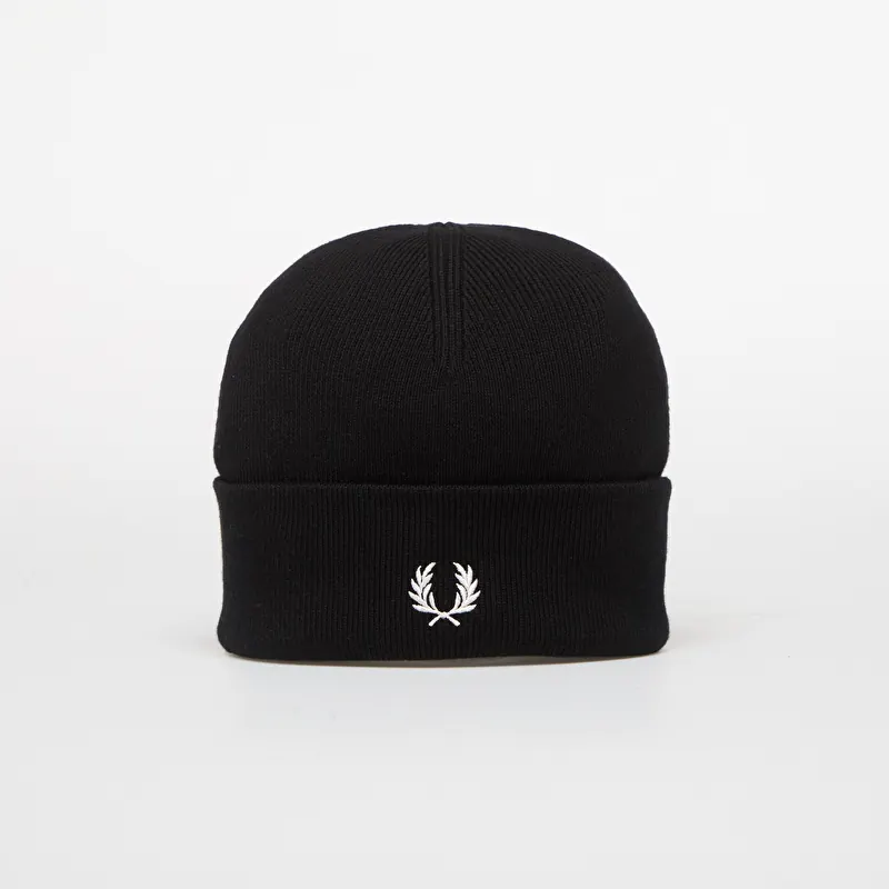 FRED PERRY Classic Merino Wool Beanie Black/ Snow White