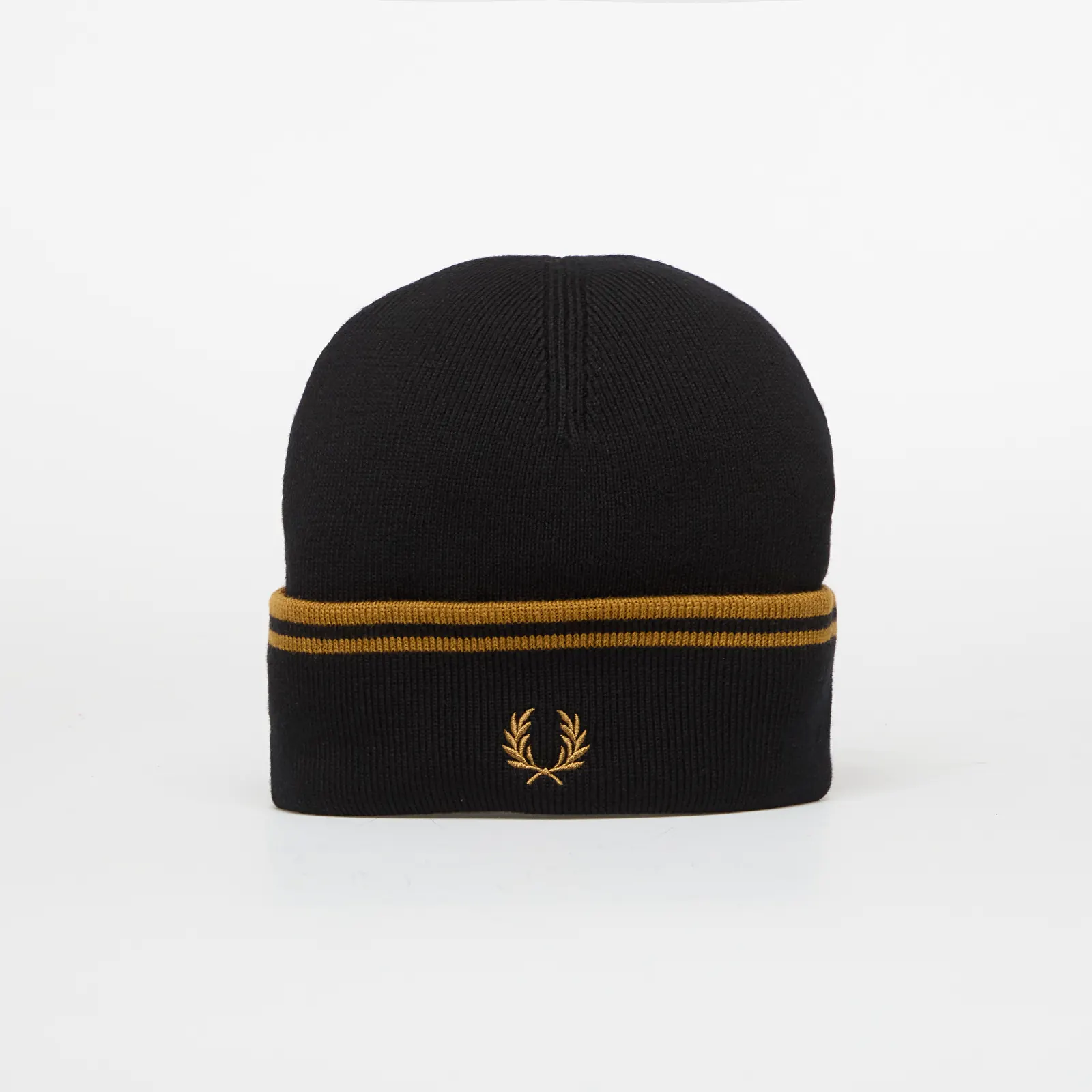 Mutsen FRED PERRY Twin Tipped Merino Wool Beanie Black/Caramel