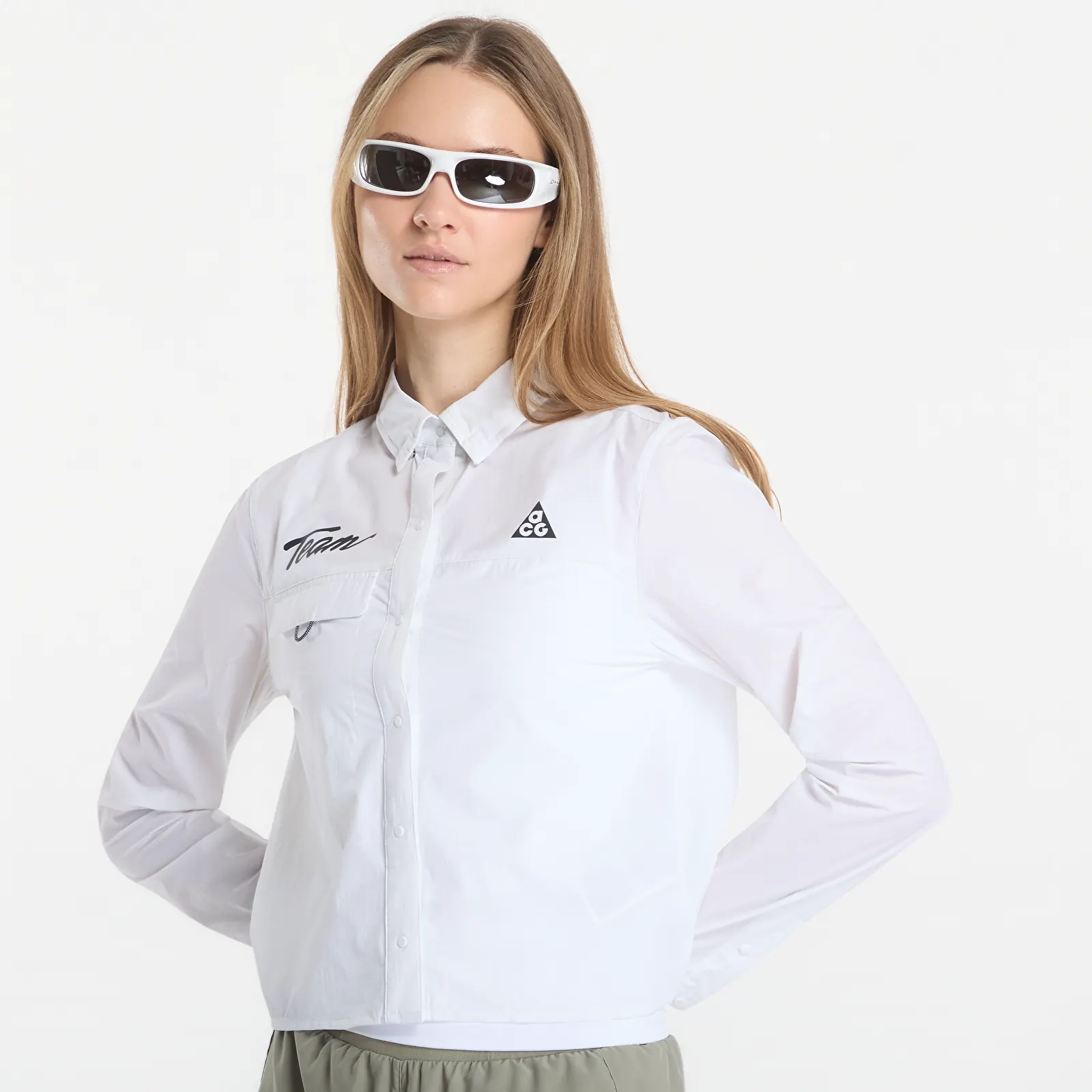 Košile Nike ACG "Aireez" Women's Button-Up Long-Sleeve Graphic Trail Running Top Summit White/ Black