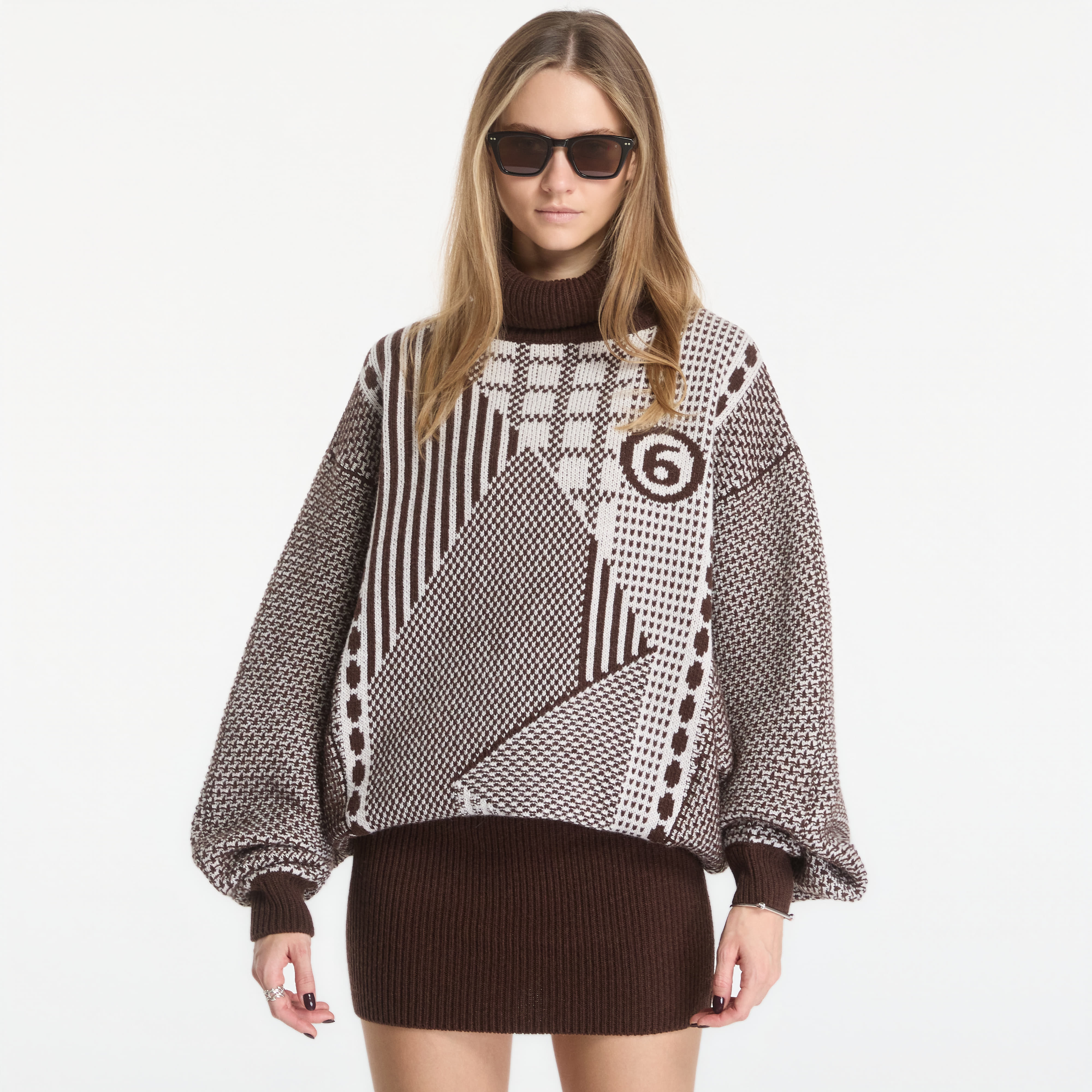 Облекло MM6 Mini Dress Brown/ Off White M
