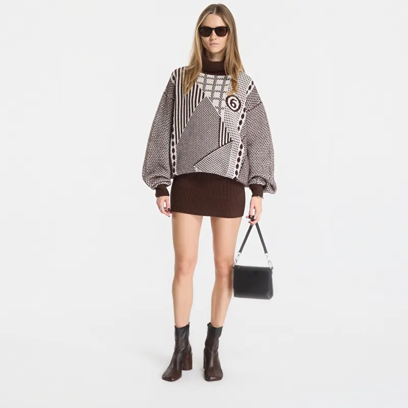 Apģērbs MM6 Mini Dress Brown/ Off White