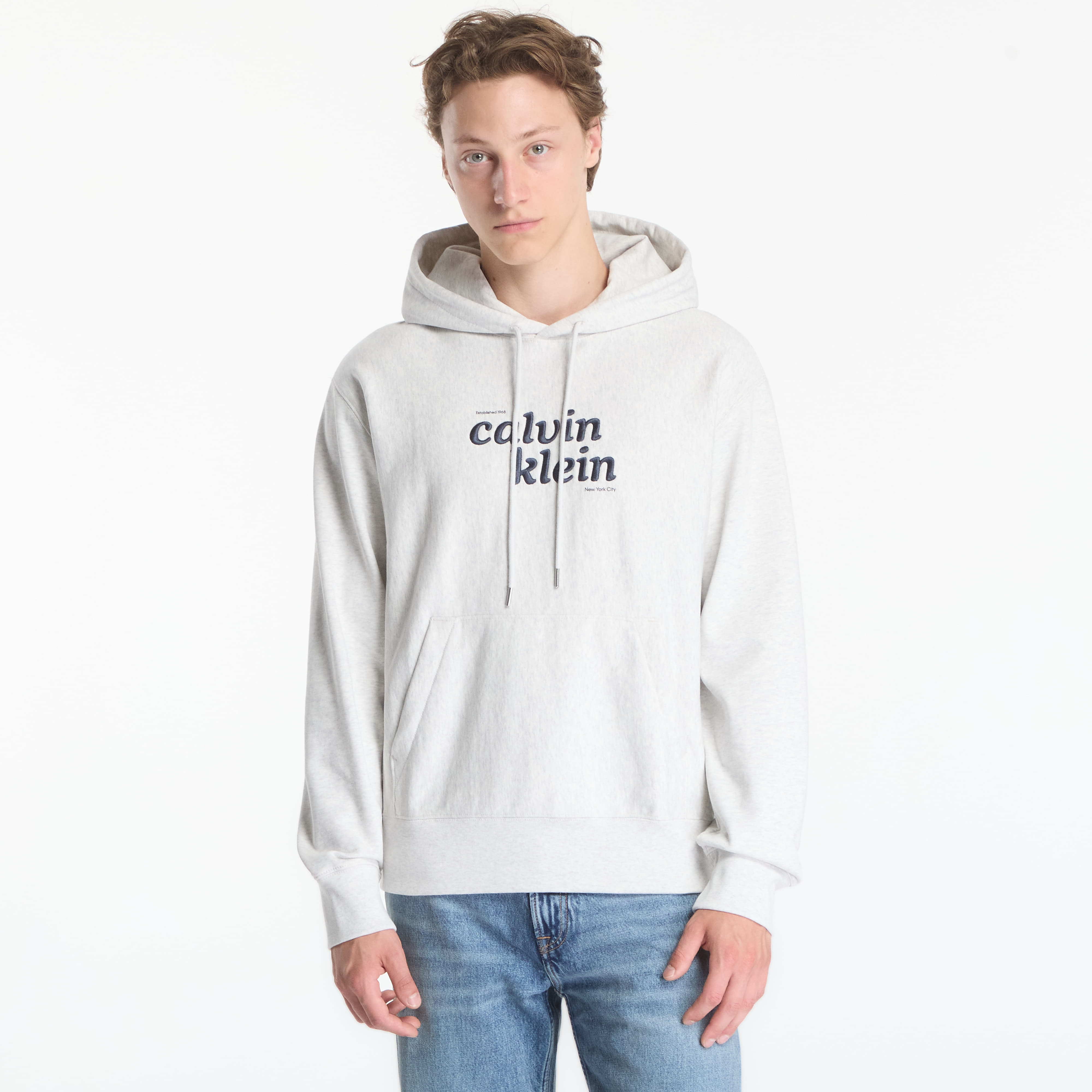 Суитшърт Calvin Klein Jeans Ls Premium Terry Graphic Hoodie Snowy Heather XL