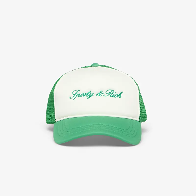 Kepurė Sporty & Rich Signature Logo Trucker Hat White/ Kelly