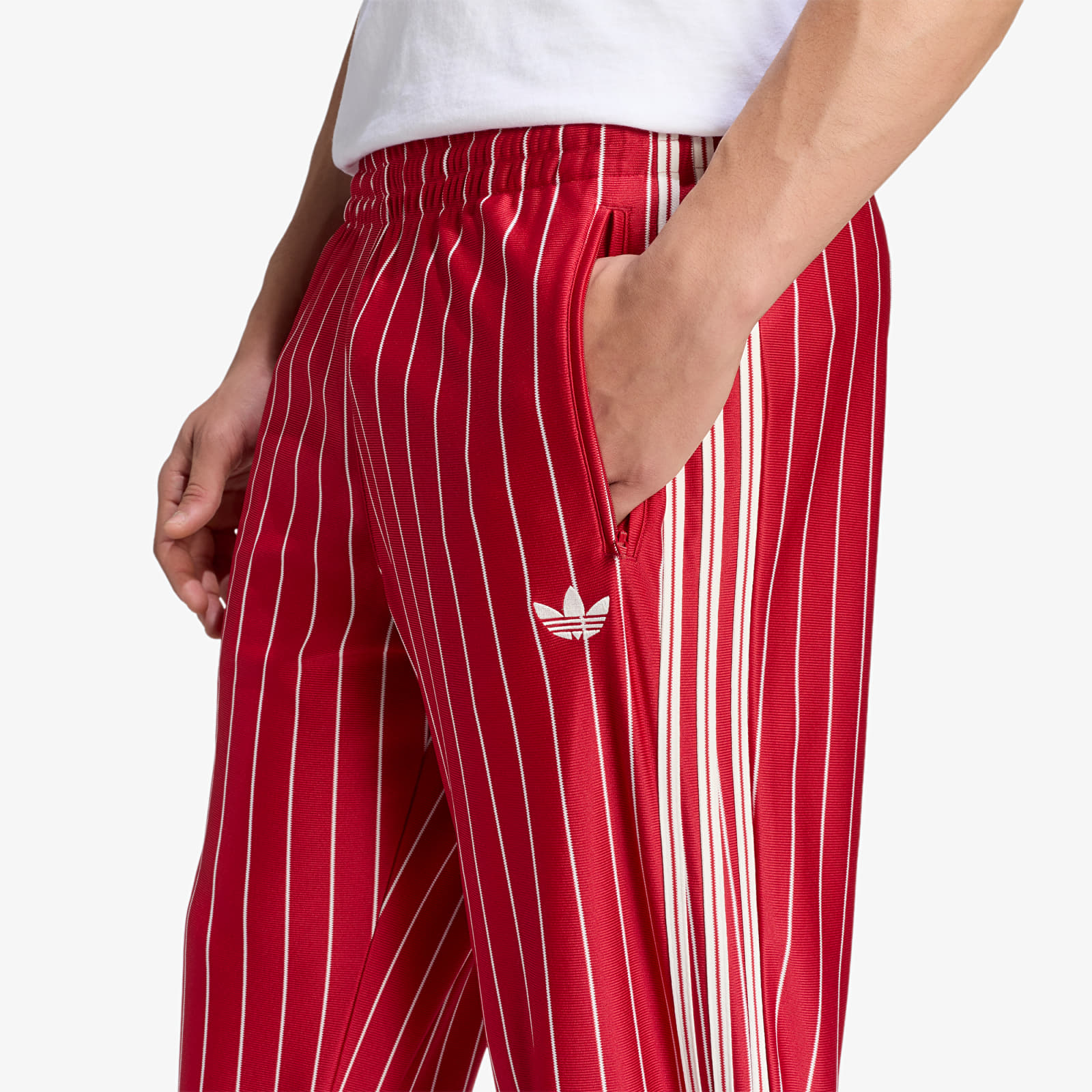 Miesten housut adidas Firebird Pinstripes Track Pants Team Victory Red