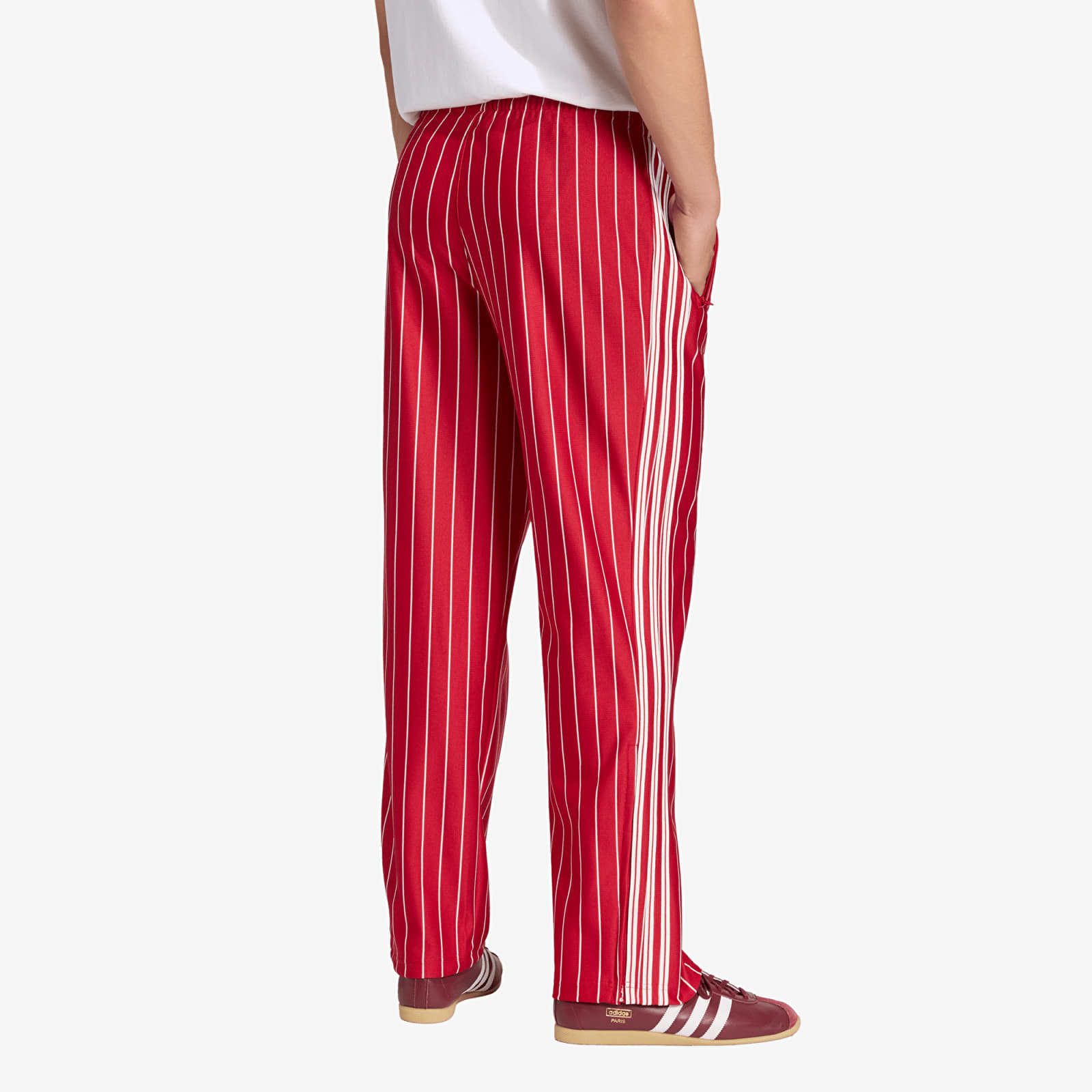 Miesten housut adidas Firebird Pinstripes Track Pants Team Victory Red