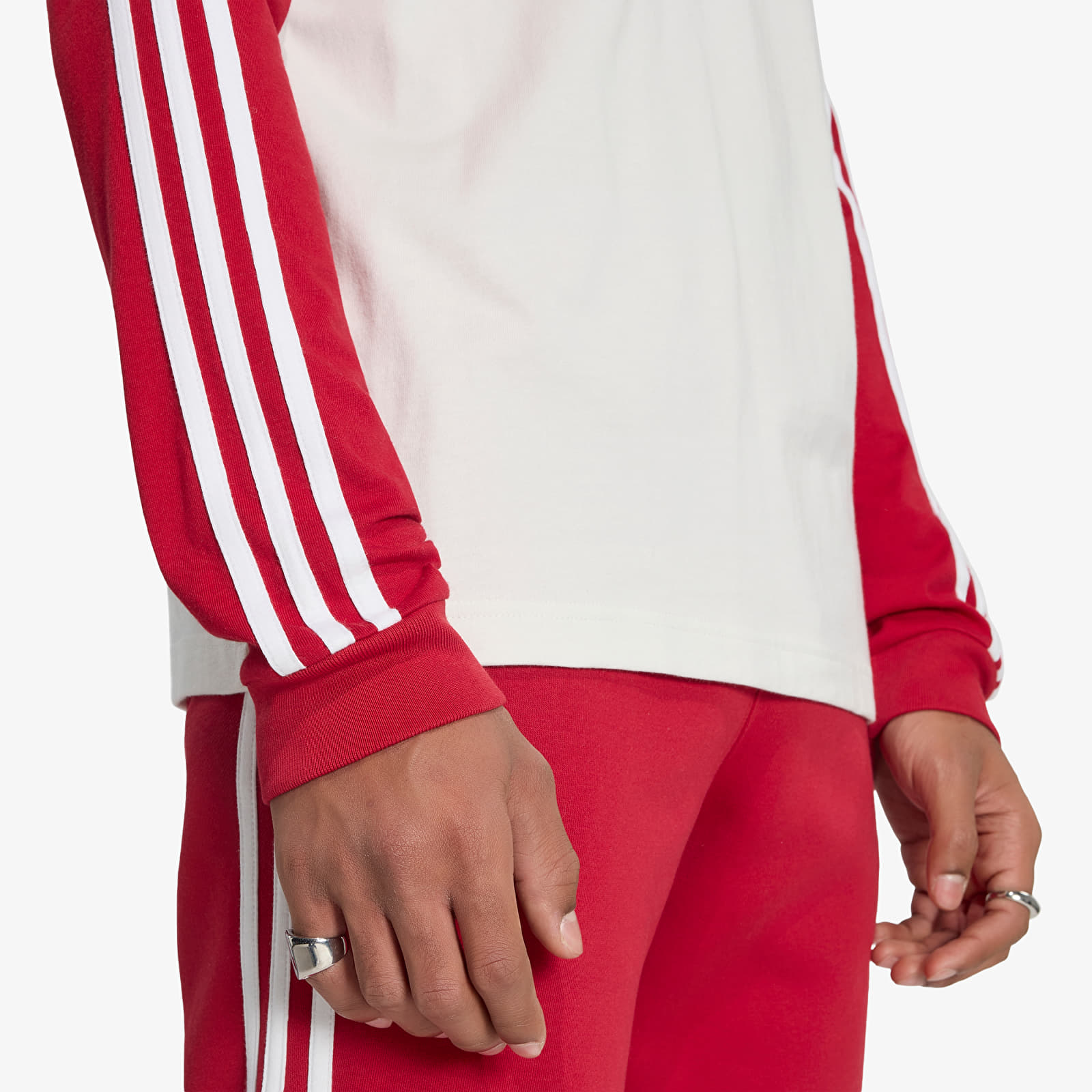   Μπλούζες adidas 3-STRIPES Long-Sleeve Top Cloud White/ Team Victory Red