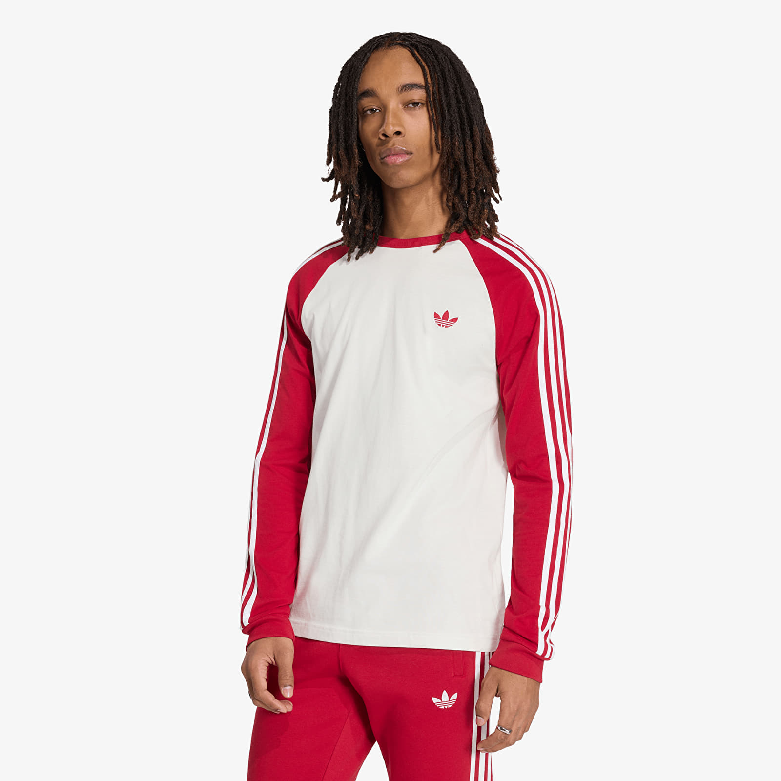   Μπλούζες adidas 3-STRIPES Long-Sleeve Top Cloud White/ Team Victory Red