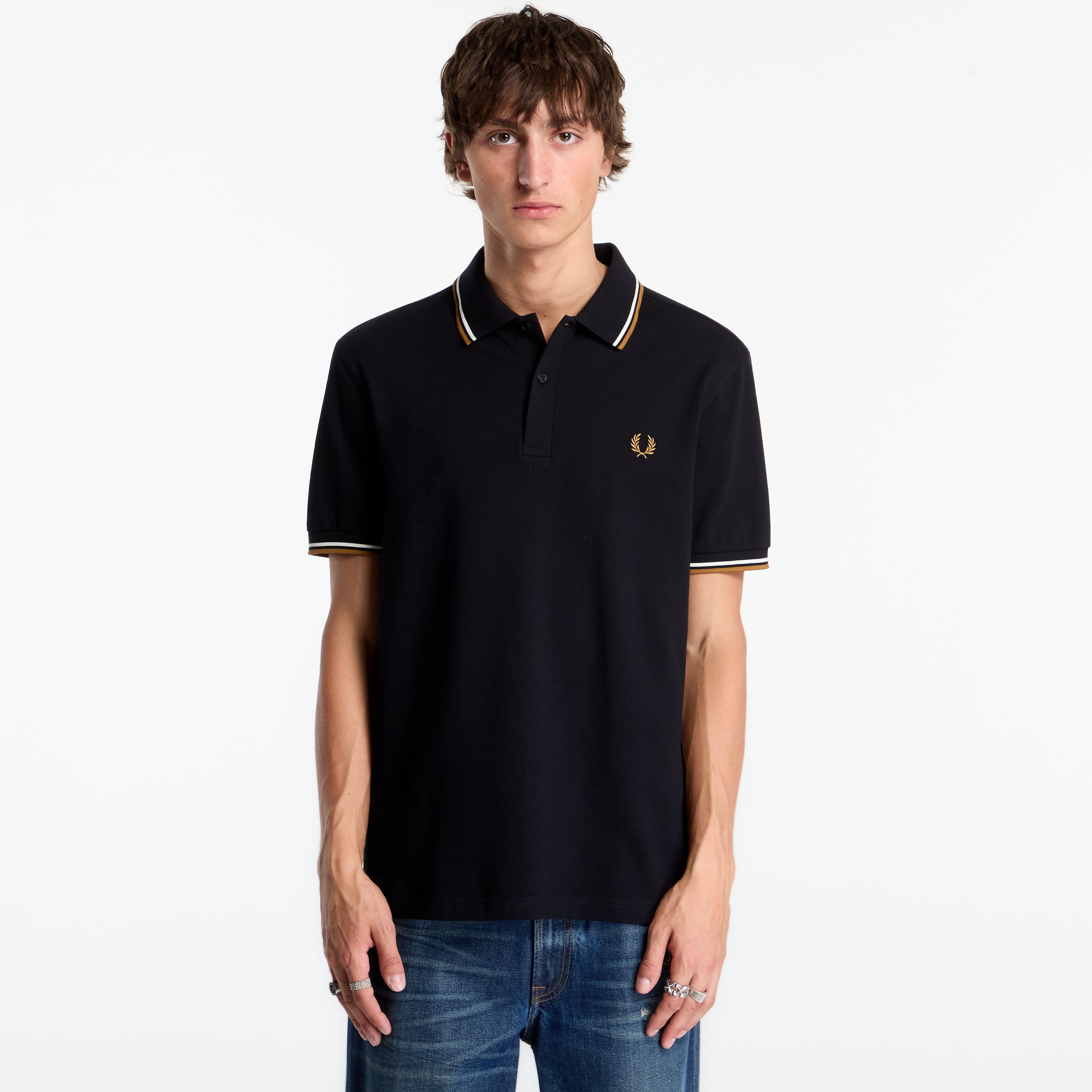 Тениска FRED PERRY Twin Tipped Fred Perry Shirt Black XXL