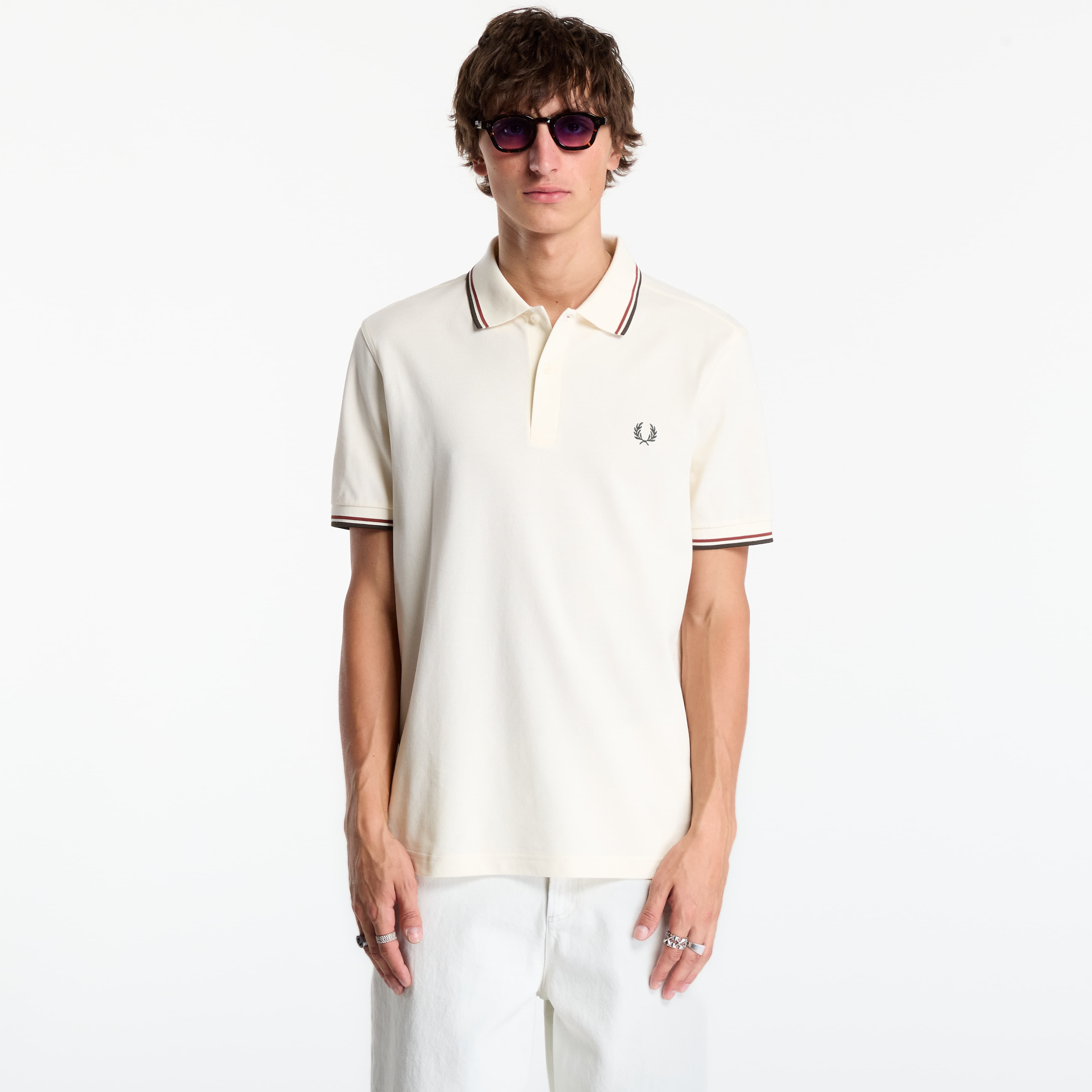 Тениска FRED PERRY Twin Tipped Fred Perry Shirt Beige M