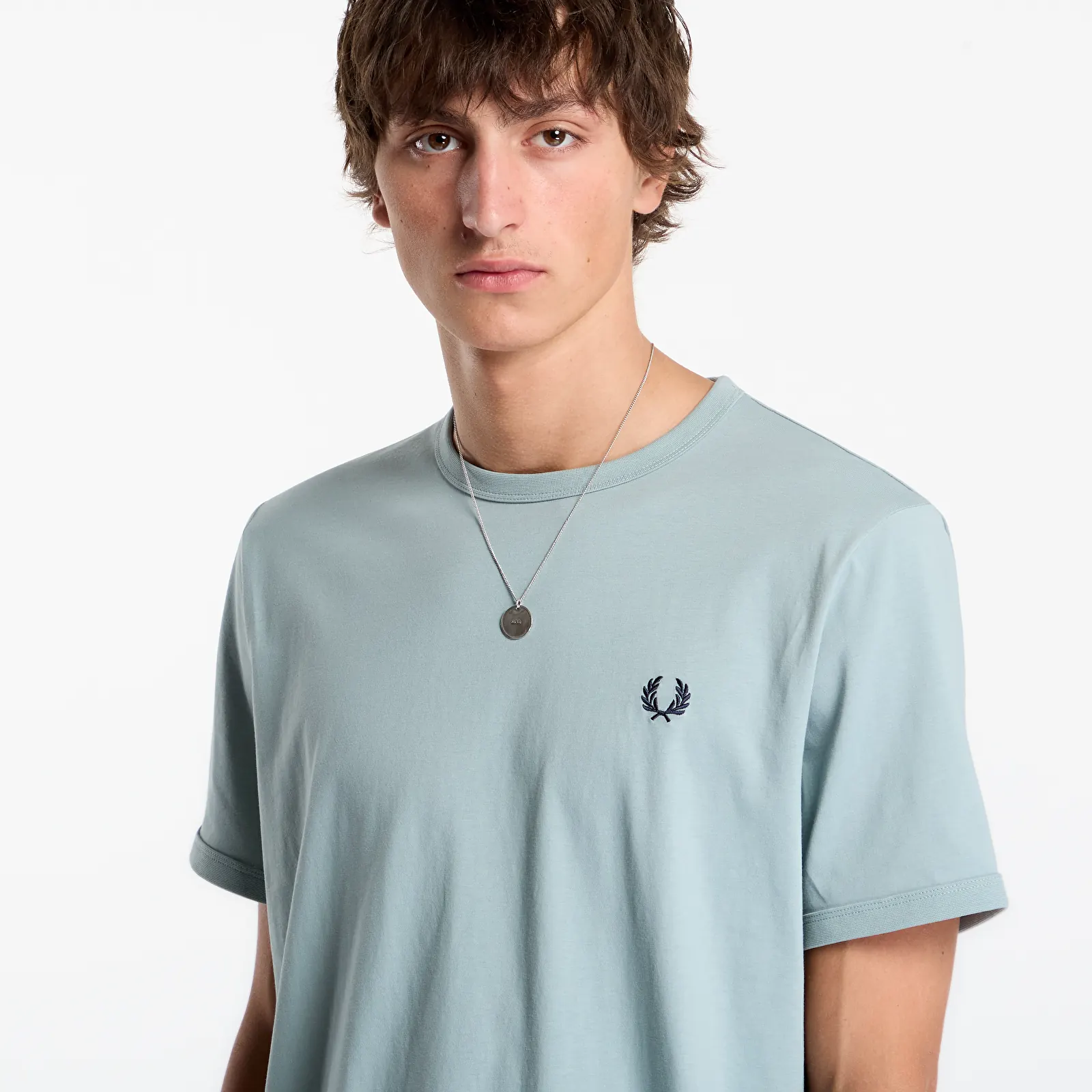 Men's T-shirts FRED PERRY Ringer T-shirt Silver Blue