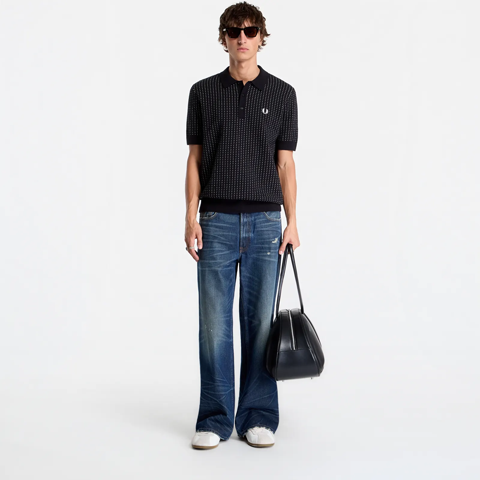 T-särgid FRED PERRY Boucle Dot Knitted Shirt Black