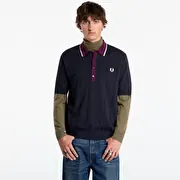 FRED PERRY Cable Knit Shirt Navy