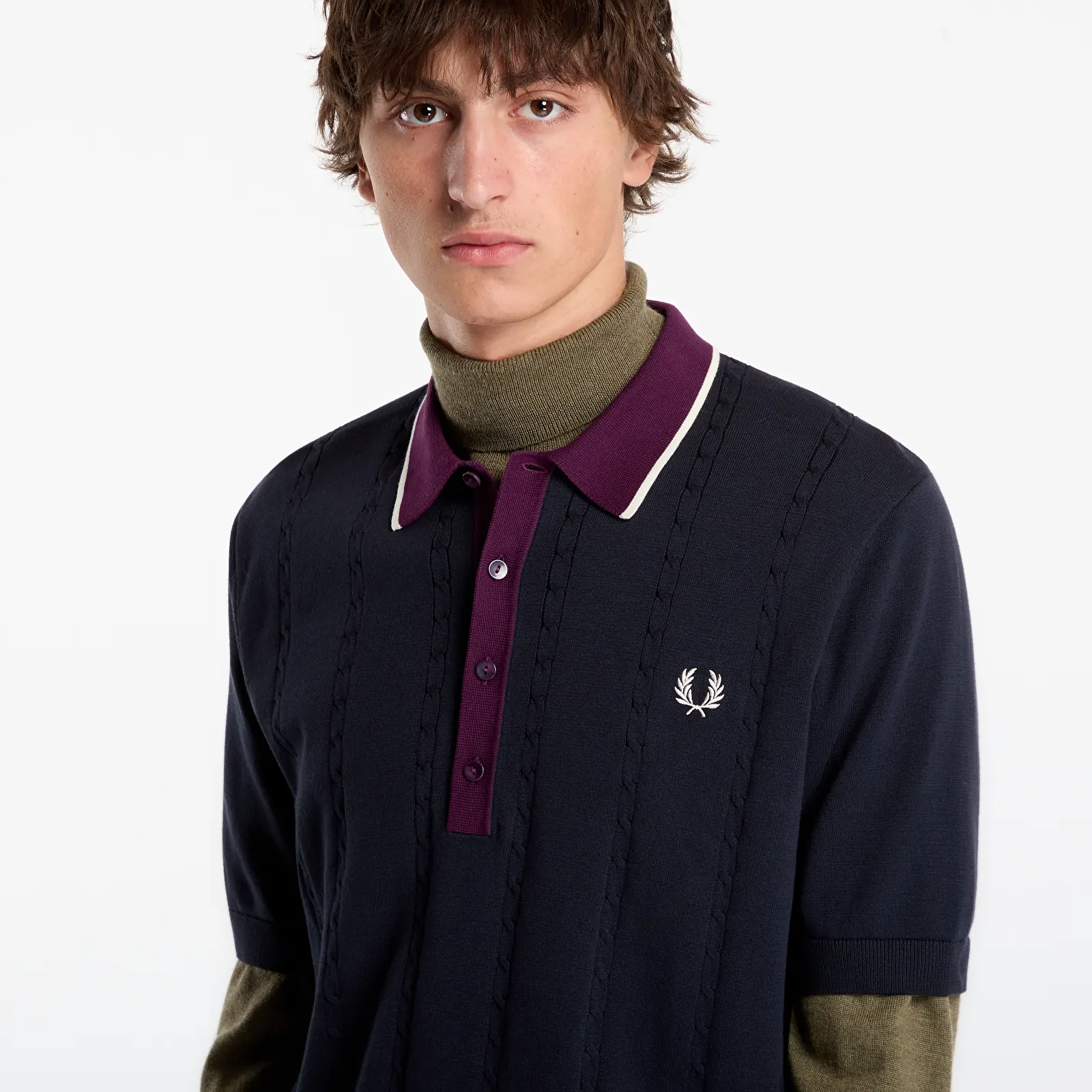 Camisetas FRED PERRY Cable Knit Shirt Navy