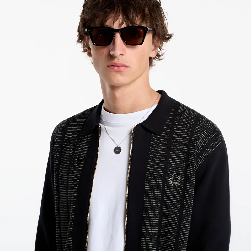 Cardigans FRED PERRY Textured Panel Zip Cardigan Black (K3341 102
