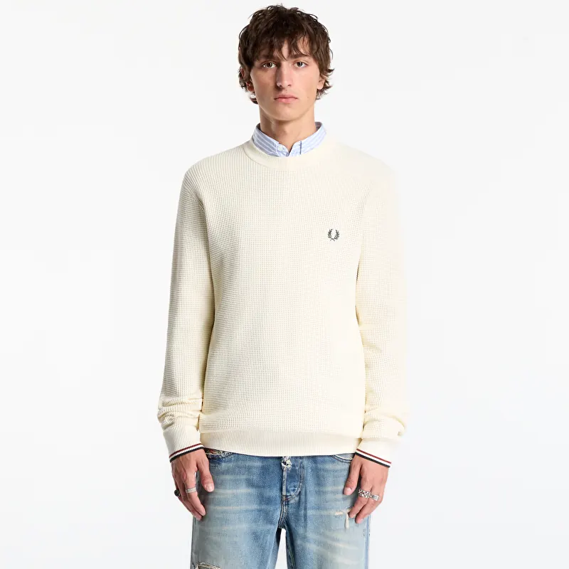 Pulover FRED PERRY Waffle Stitch Jumper Ecru