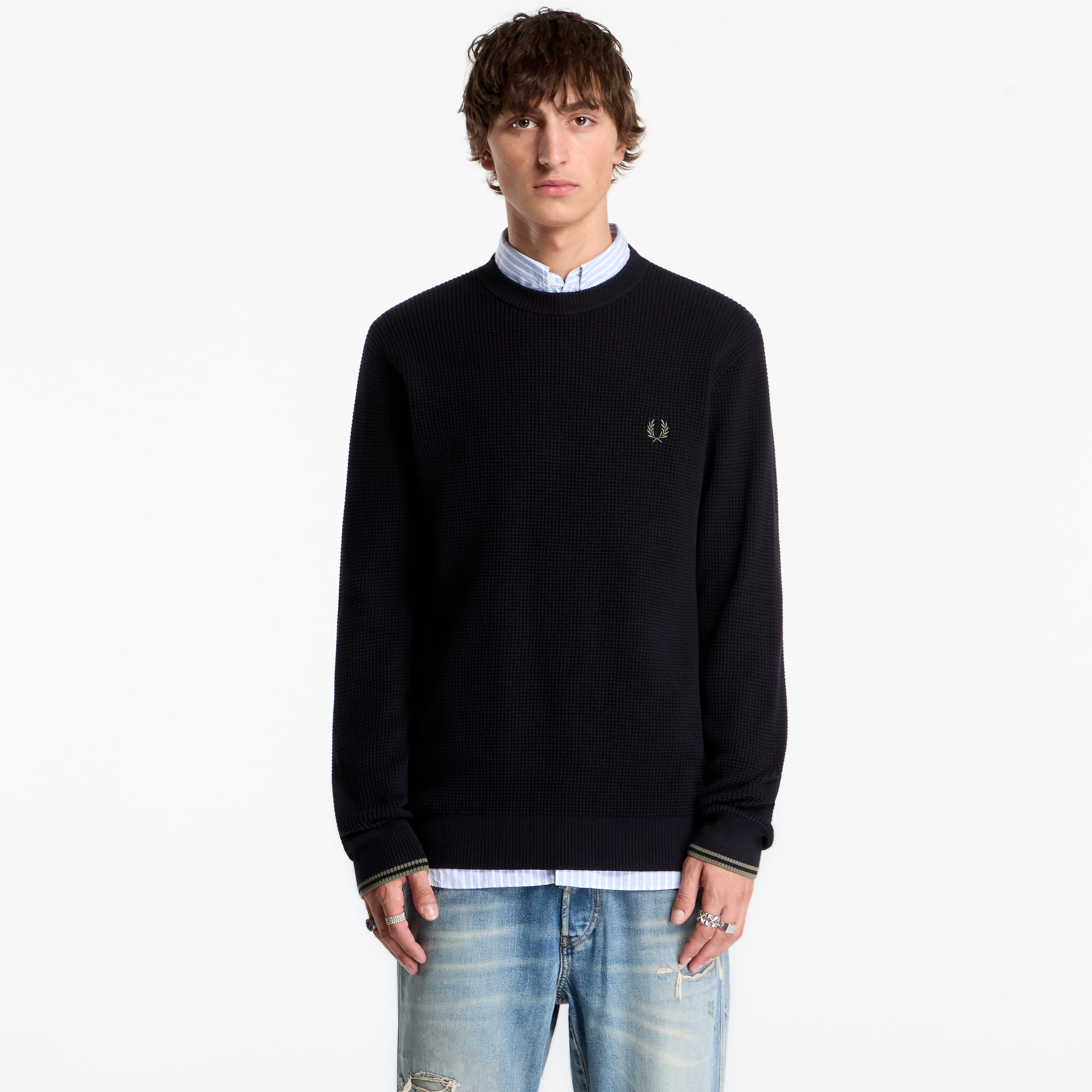 Пуловер FRED PERRY Waffle Stitch Jumper Black XL