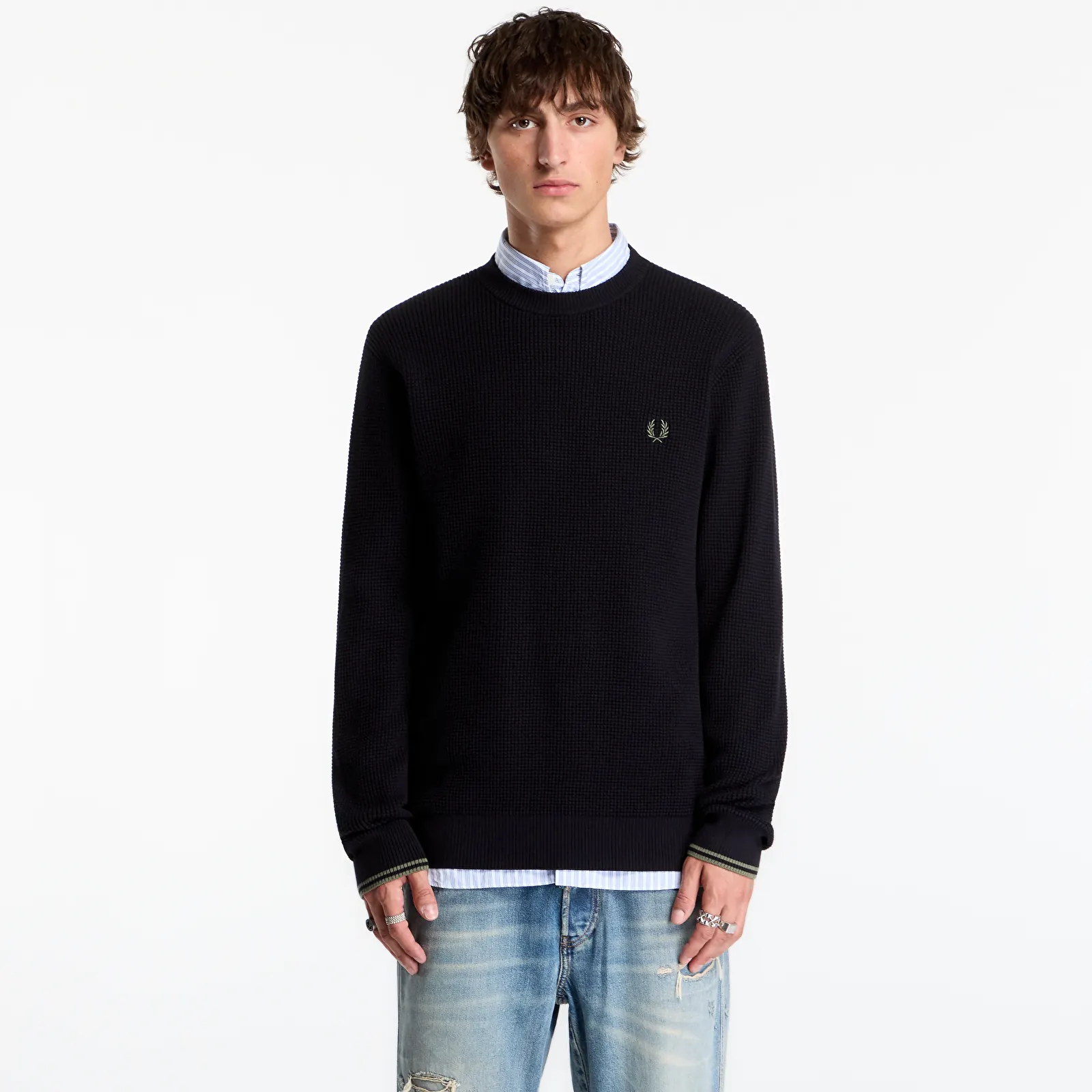 Sweaters FRED PERRY Waffle Stitch Jumper Black