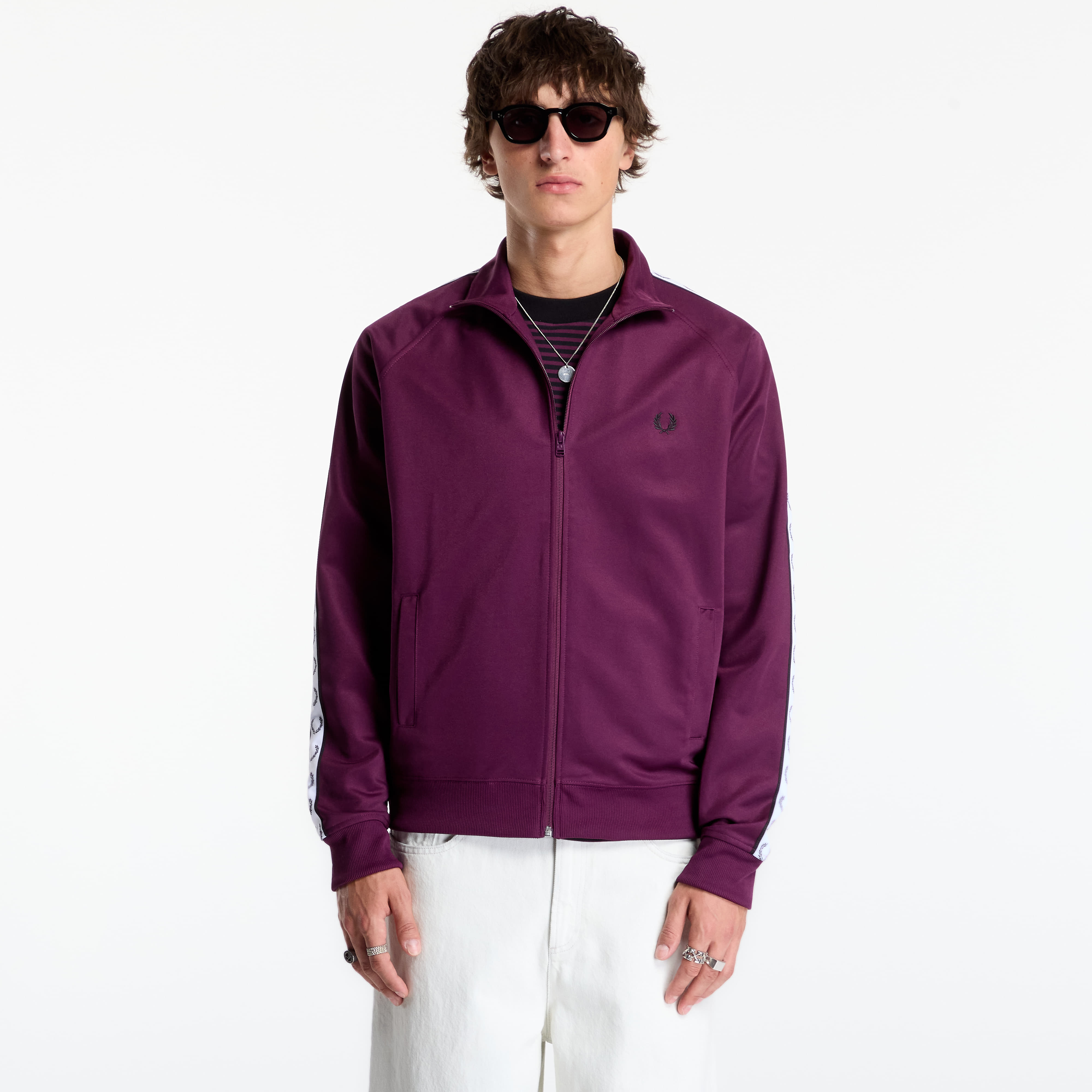 Sweatshirt FRED PERRY Contrast Tape Track Jacket Plum L
