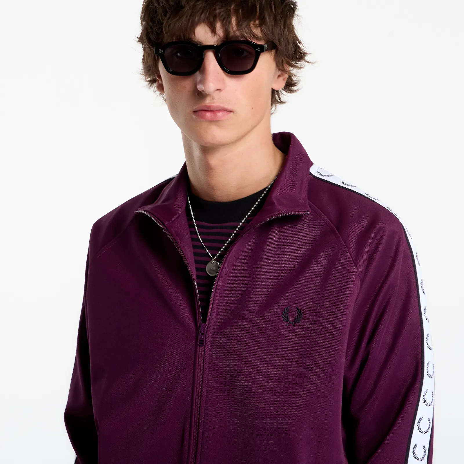 Men's hoodies FRED PERRY Contrast Tape Track Jacket Plum