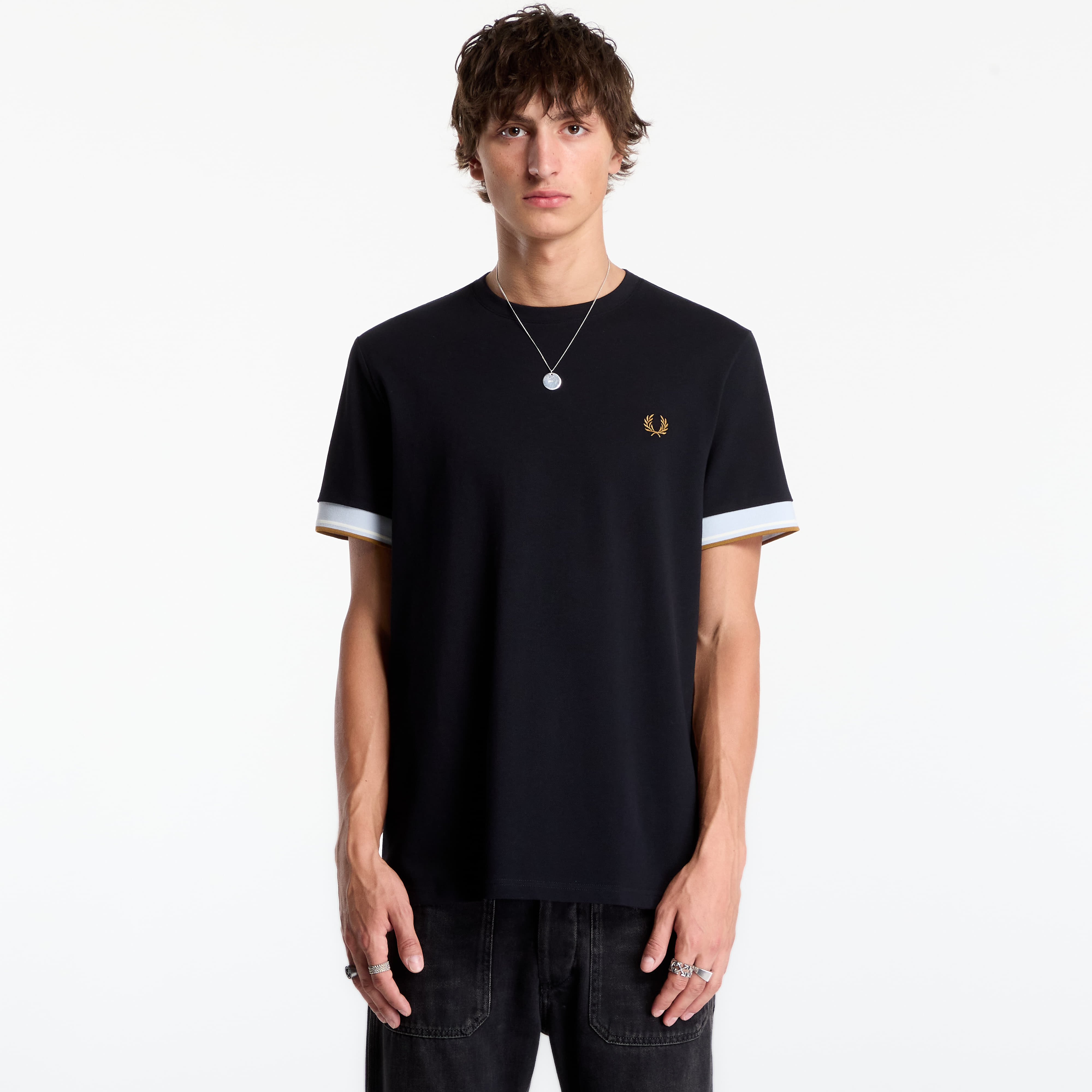 Tricou FRED PERRY Twin Tipped Cuff T-shirt Black XL