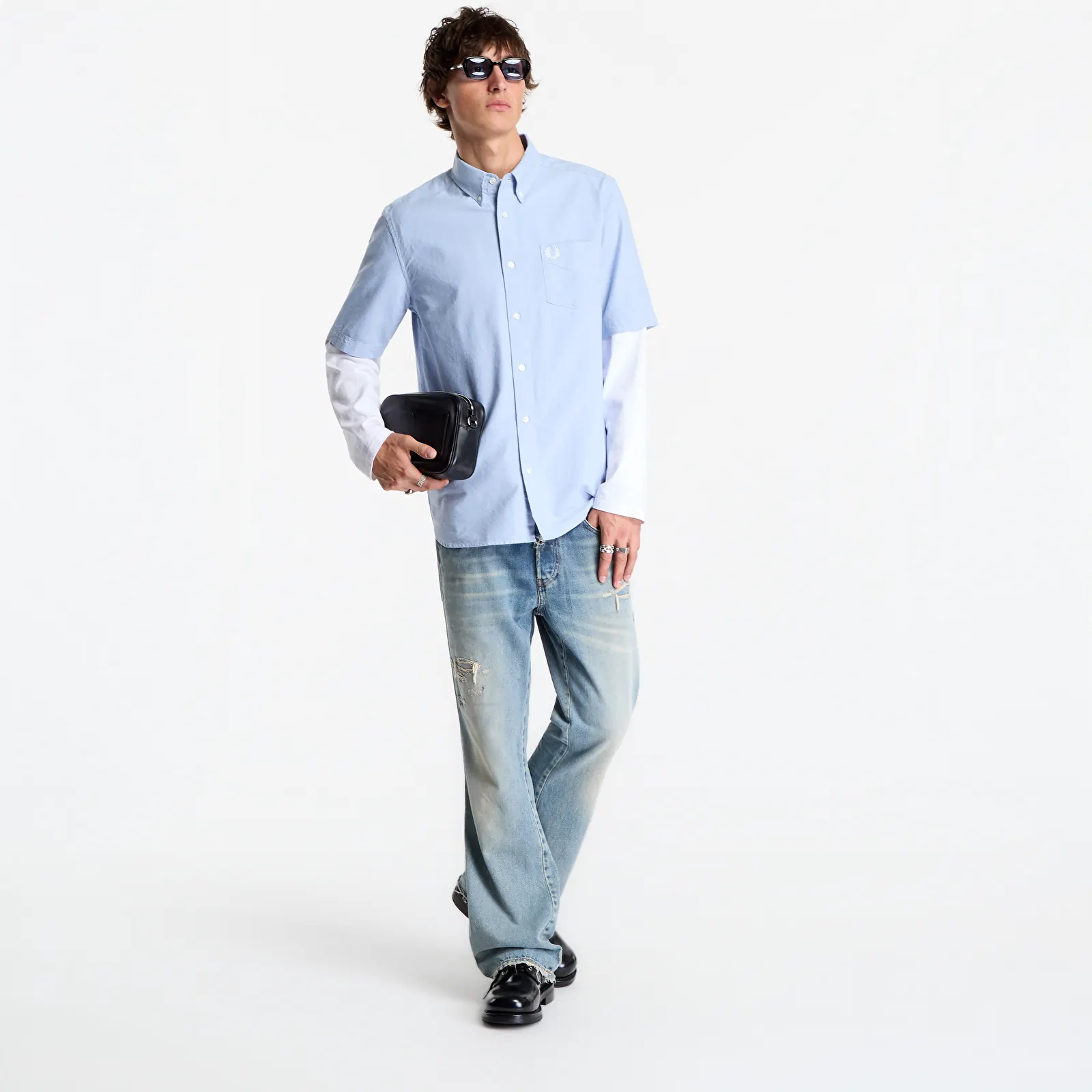 Shirts FRED PERRY Oxford Shirt Light Smoke