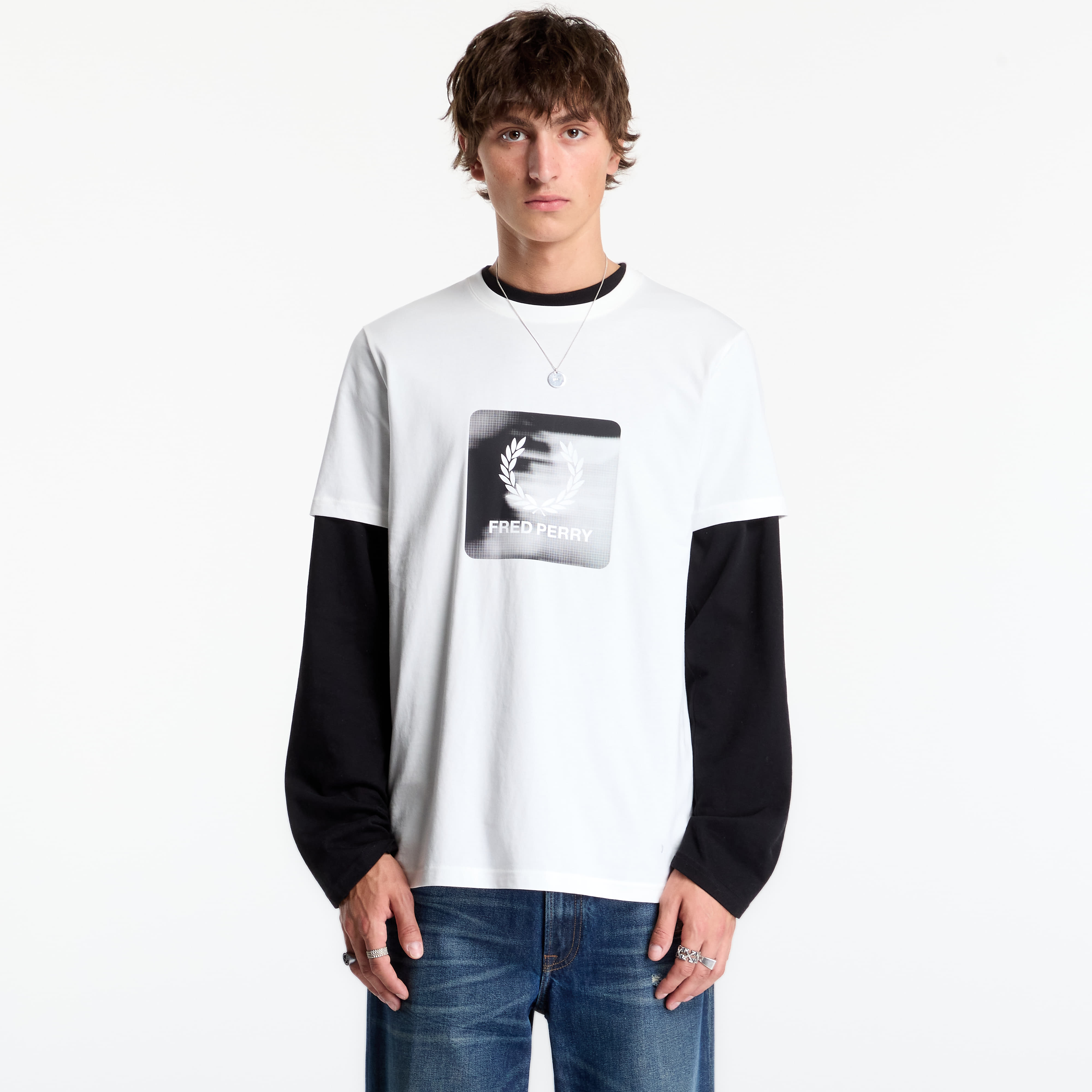 T-shirt FRED PERRY Laurel Wreath Digital Tshirt Snow White M