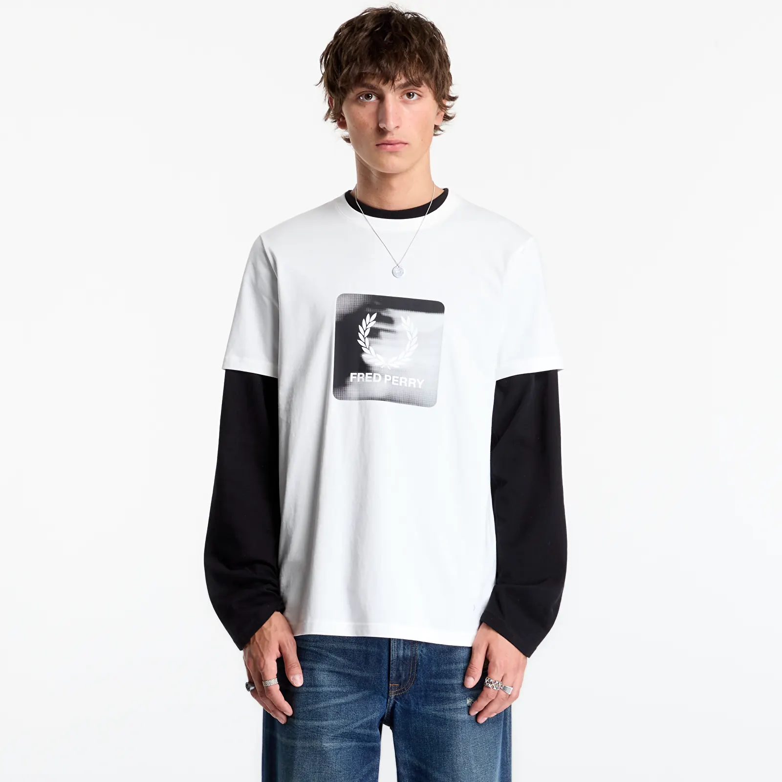 T-Shirts FRED PERRY Laurel Wreath Digital Tshirt Snow White
