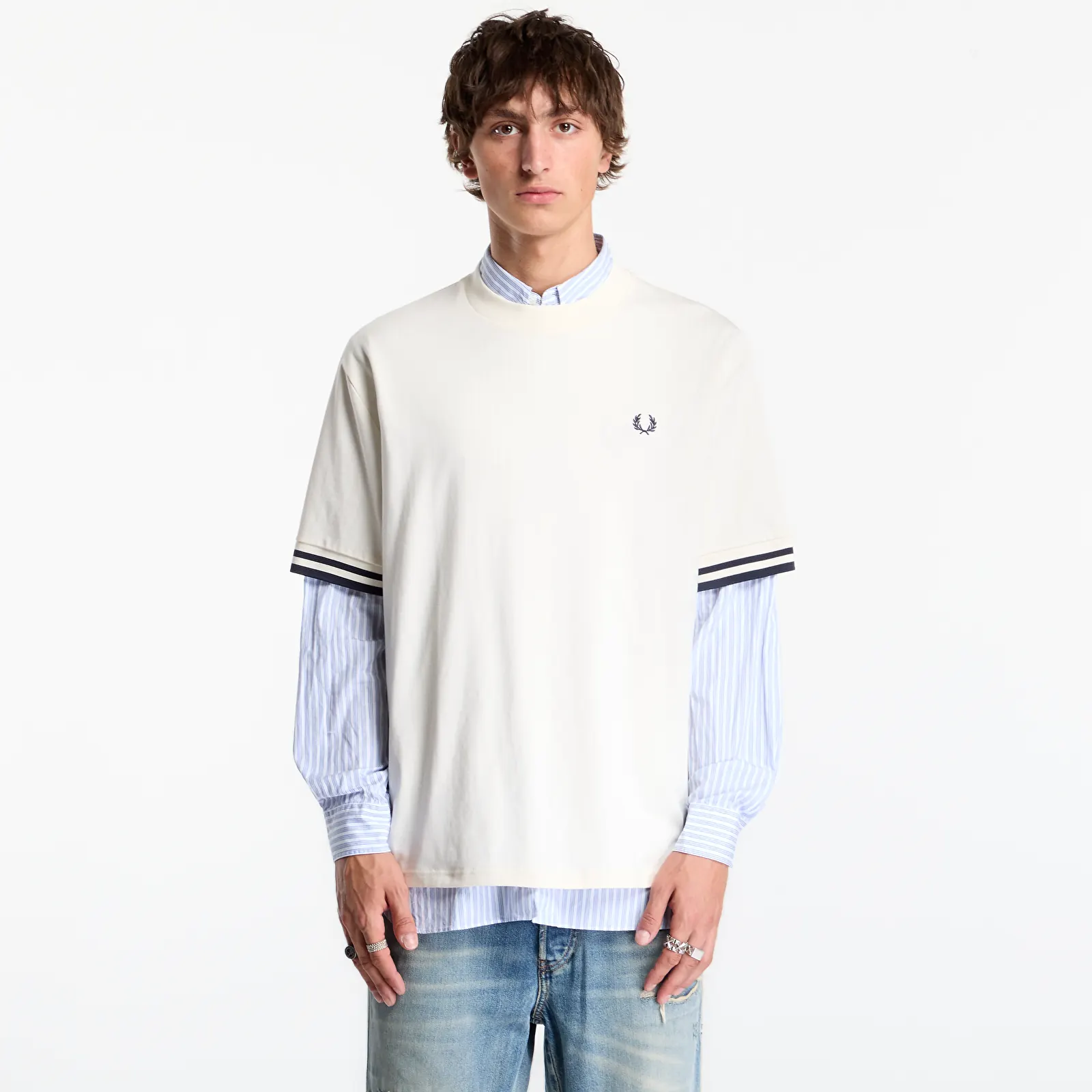 Men's T-shirts FRED PERRY Bold Tipped Tshirt Ecru
