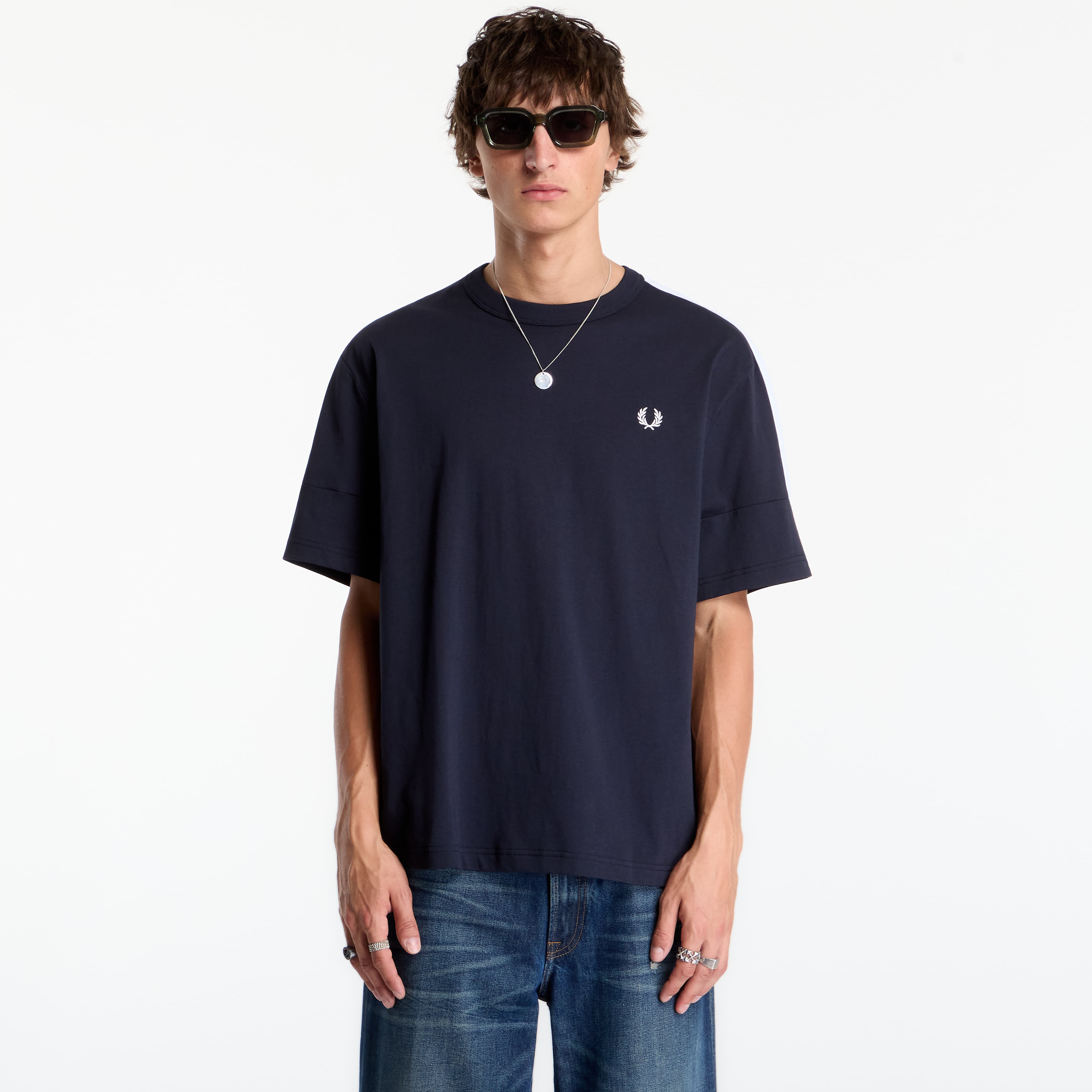 Тениска FRED PERRY Printed Tape Tshirt Navy M
