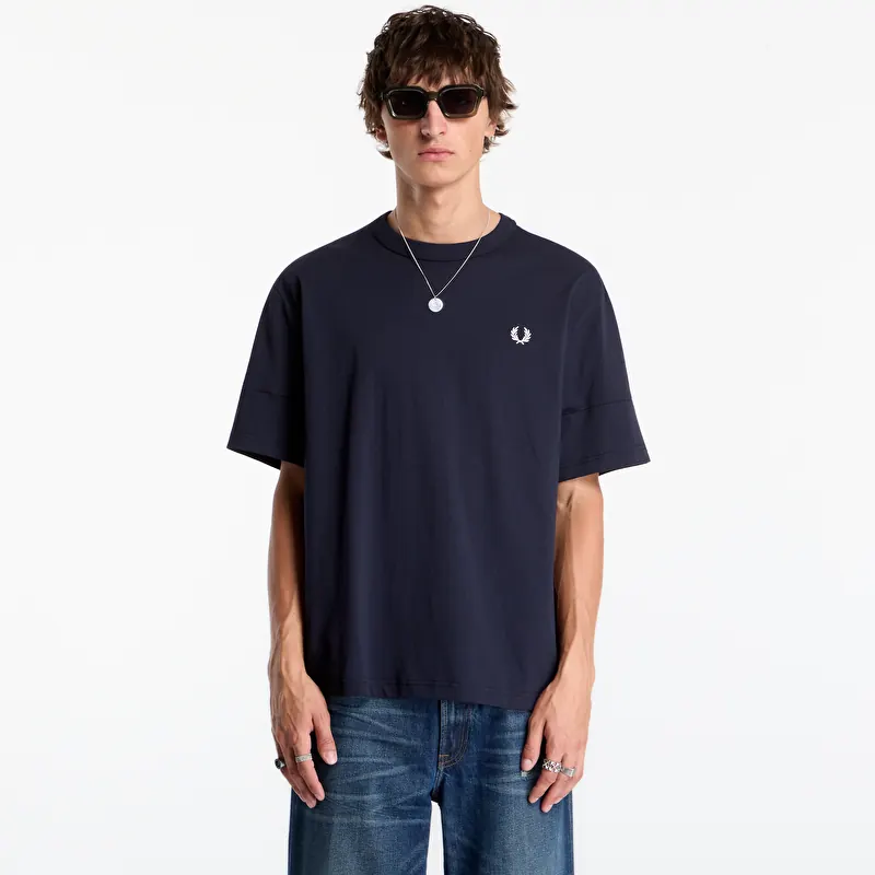 FRED PERRY Printed Tape Tshirt Navy