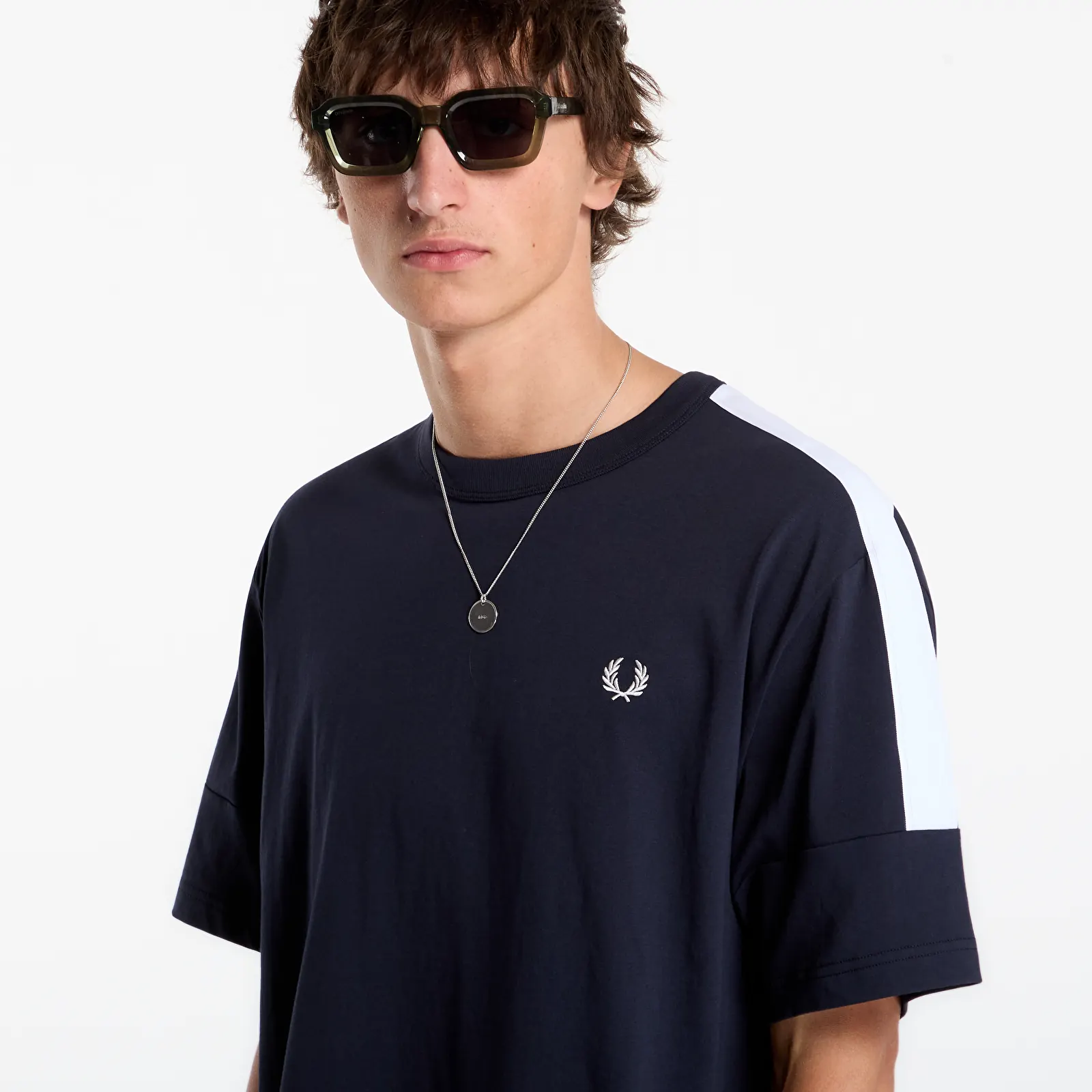 T-shirts FRED PERRY Printed Tape Tshirt Navy